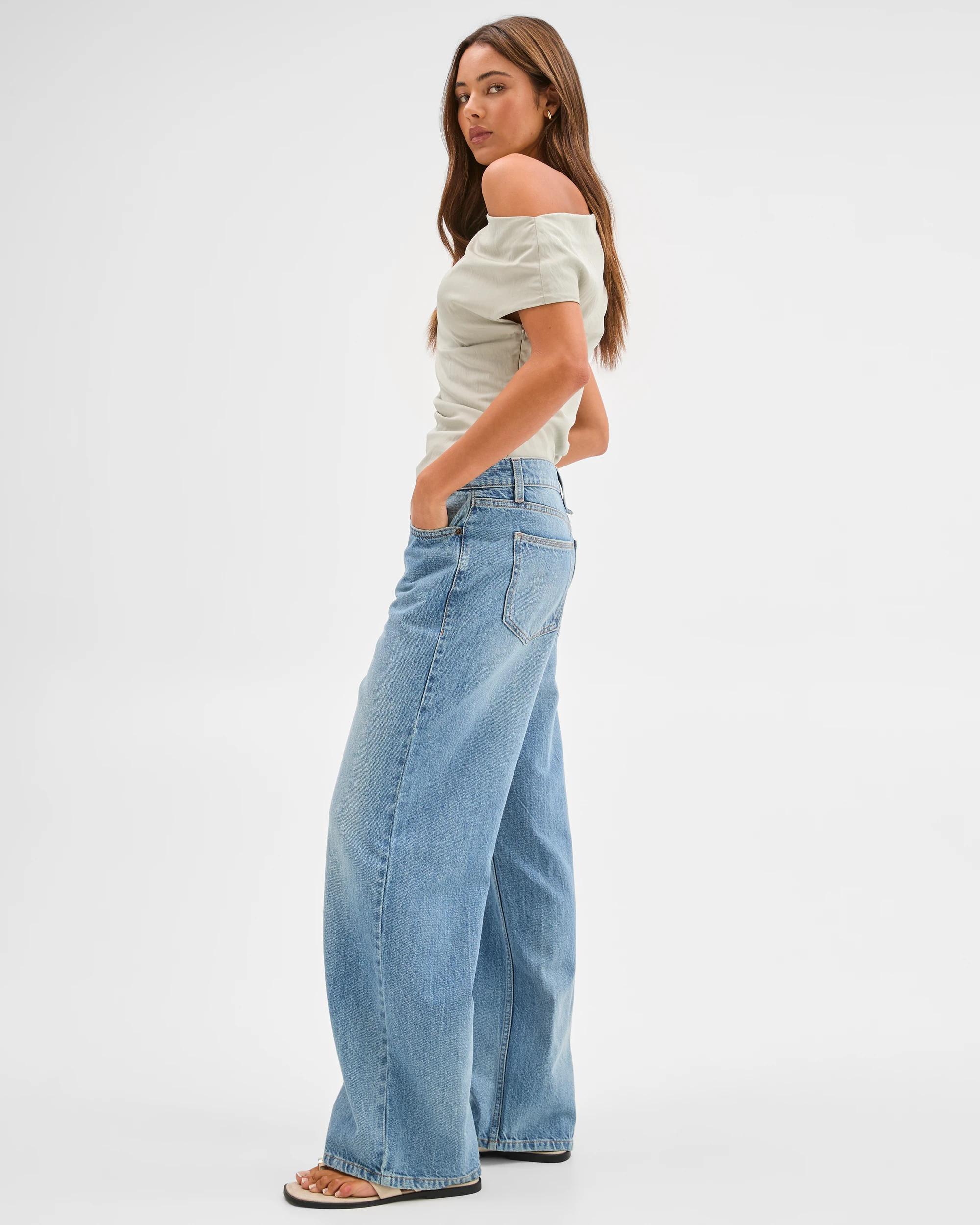 6 Lily Loves Denim Mid Rise Baggy Leg Jeans TYRA BLUE, 6 of 7