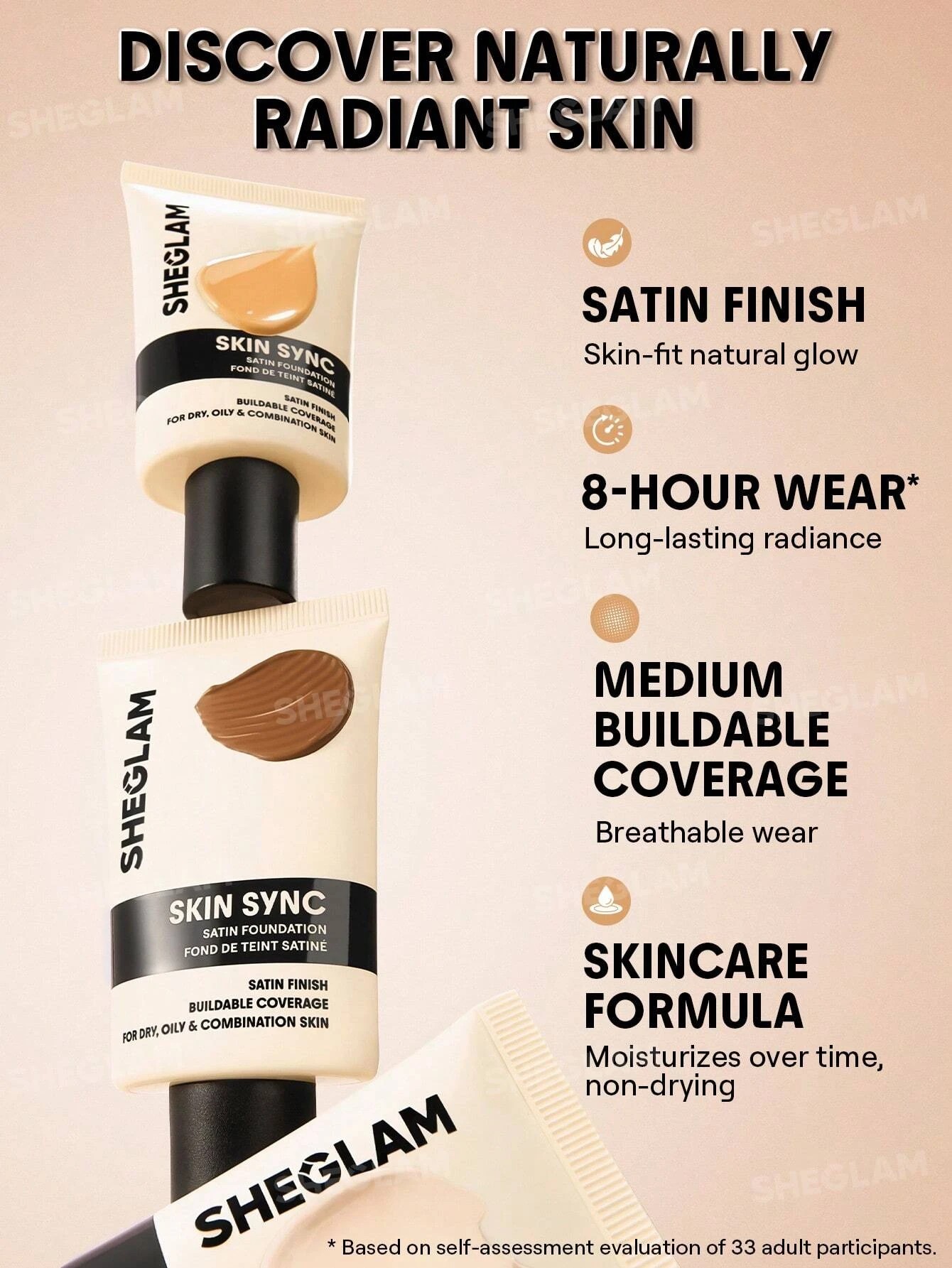 4 SHEGLAM Skin Sync Satin Foundation - Shell, 4 of 10