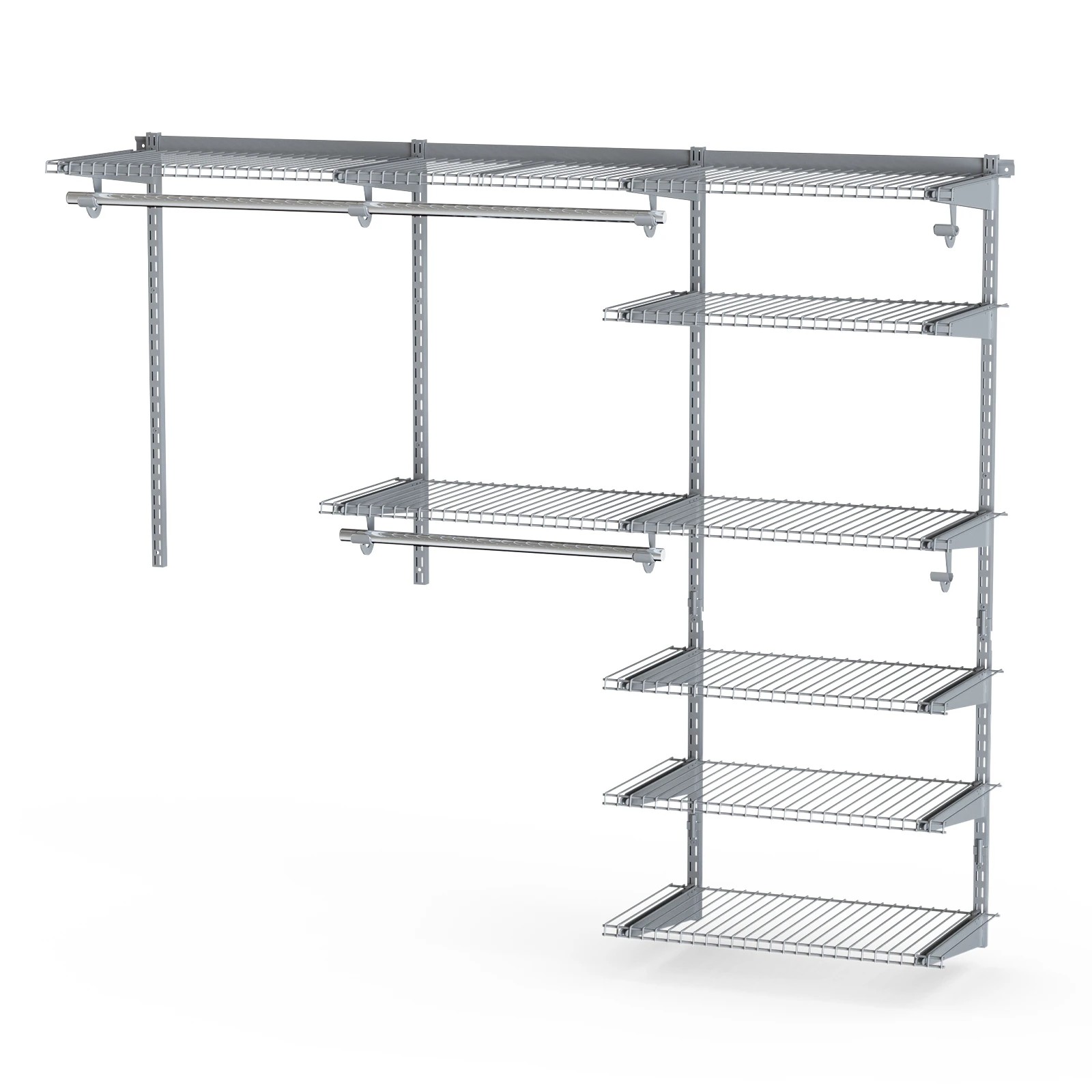 1 Costway Wall Mounted DIY Closet Rack Custom Clothes Organizer System w/5 Shelf - Grey, 1 of 4