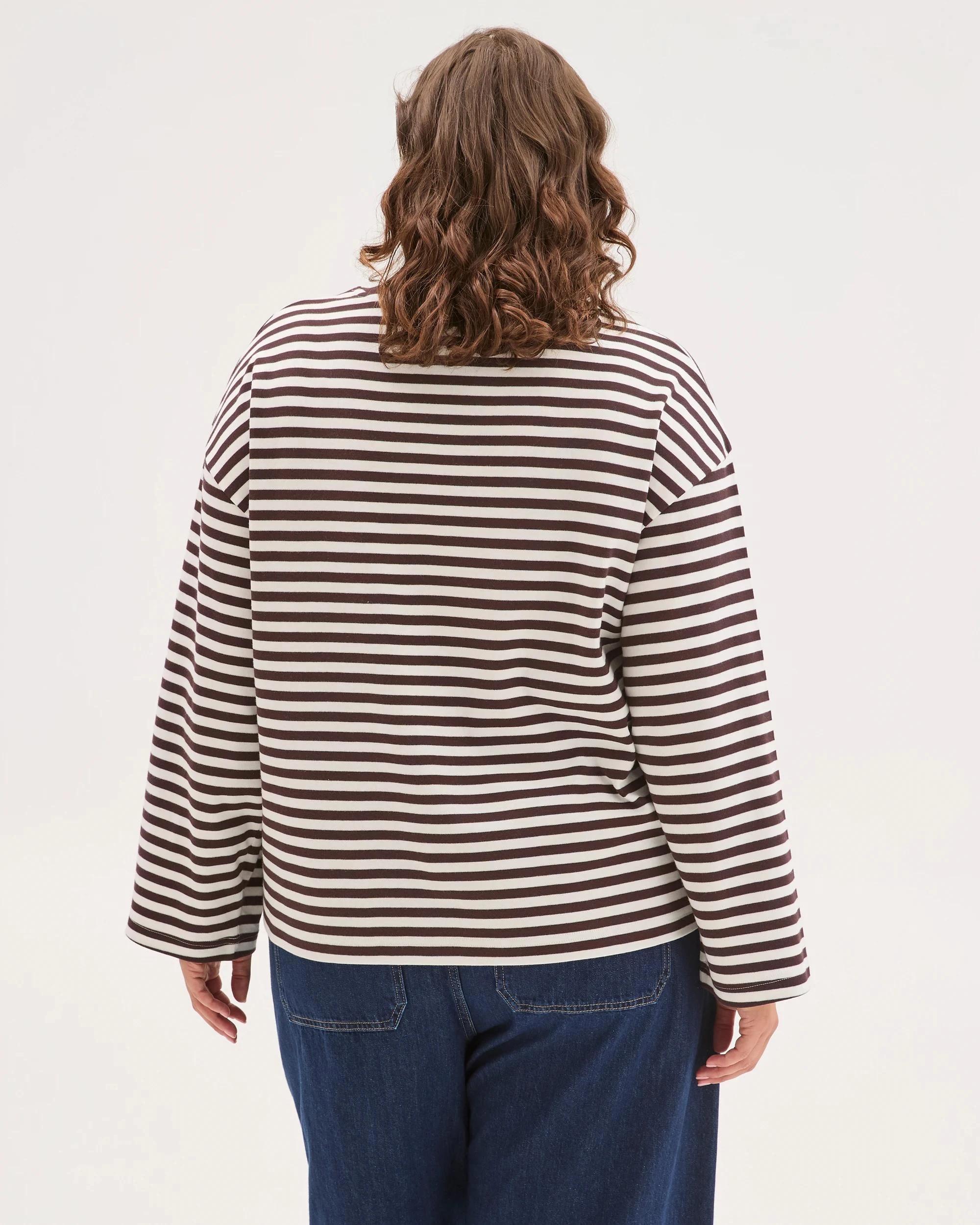 6 Target Curve Plus Size Australian Cotton Long Wide Sleeve T-Shirt BRUNETTE/WHITE, 6 of 6