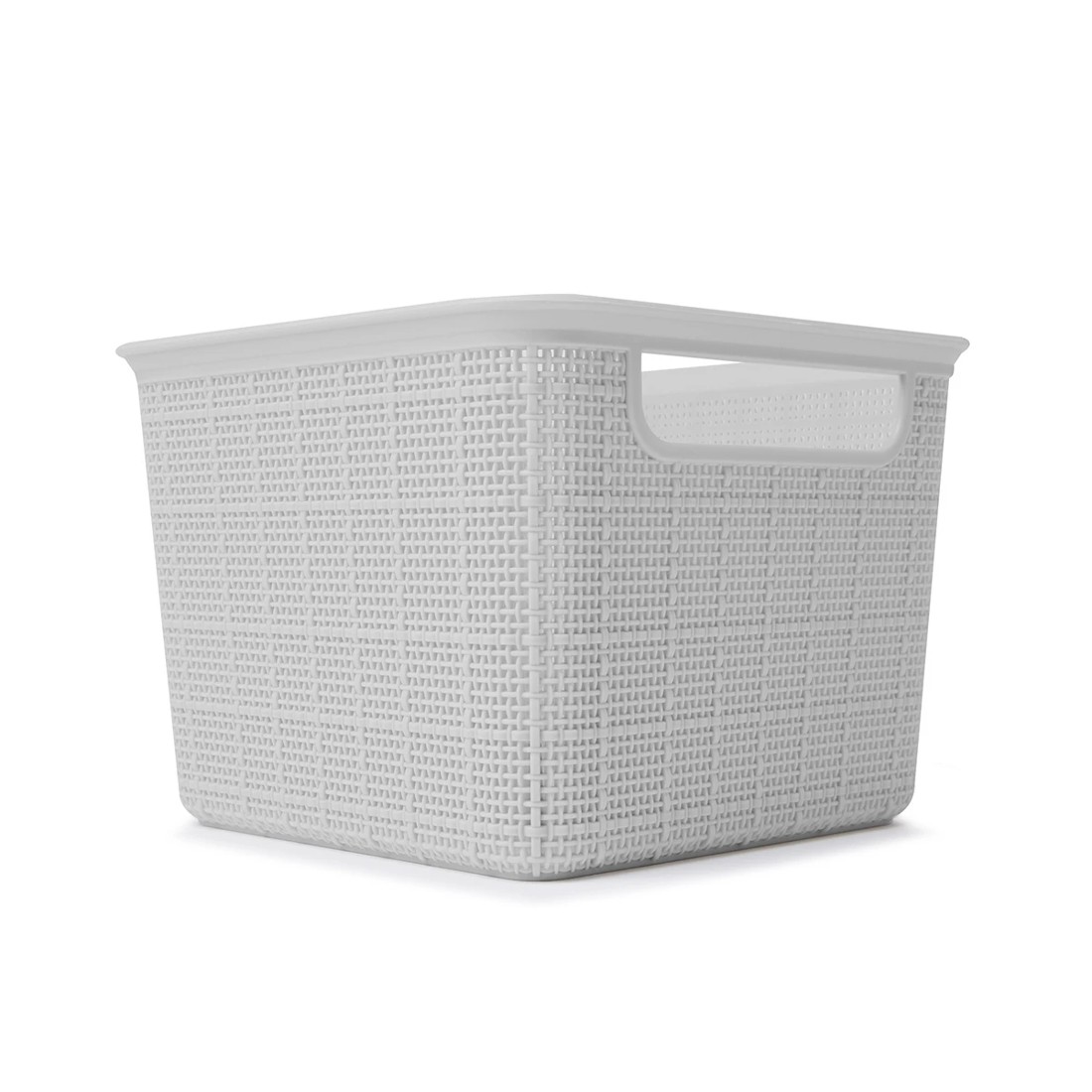 1 3.5L Square Linen Weave Basket - Grey, 1 of 7