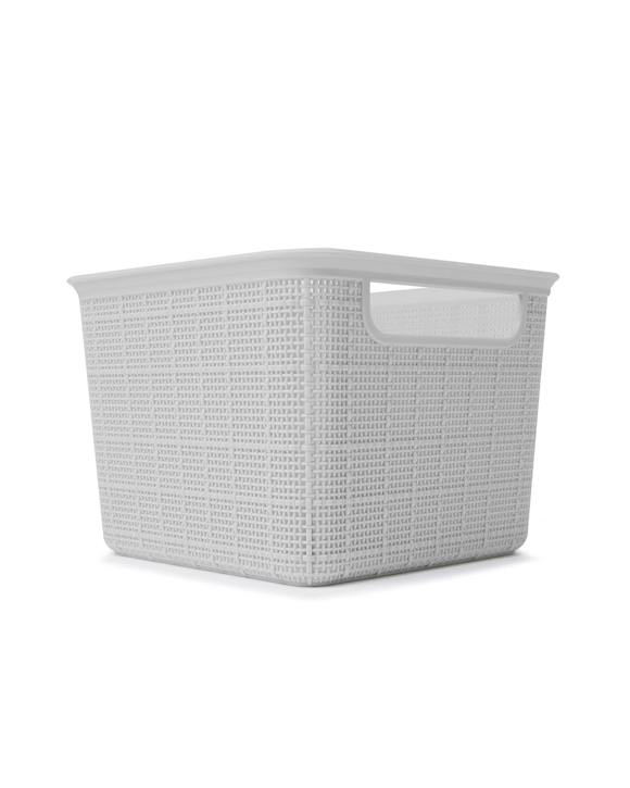 3.5L Square Linen Weave Basket - Grey