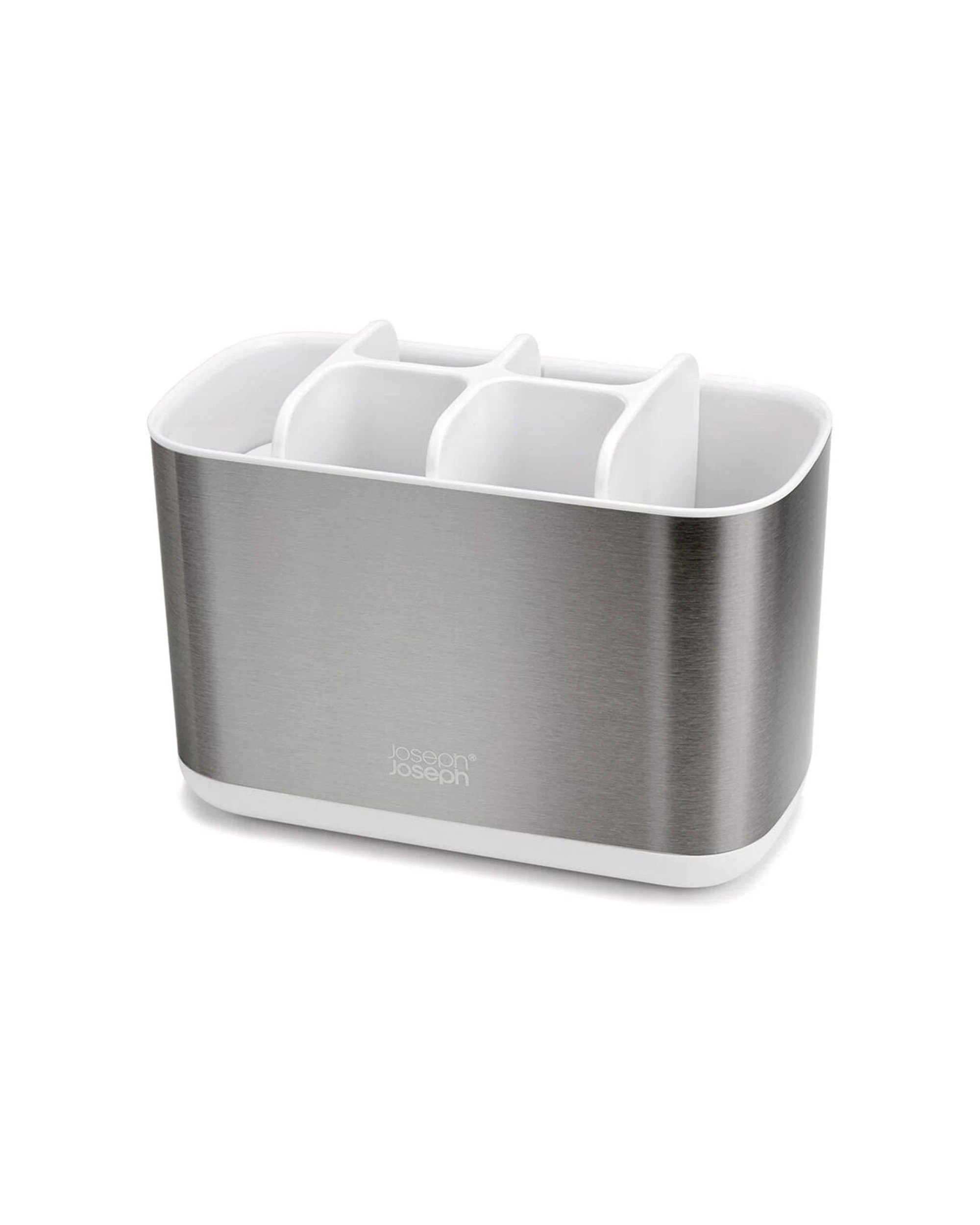 1 Joseph Joseph EasyStore Steel Toothbrush Caddy Large Divided Sections - White, 1 of 6