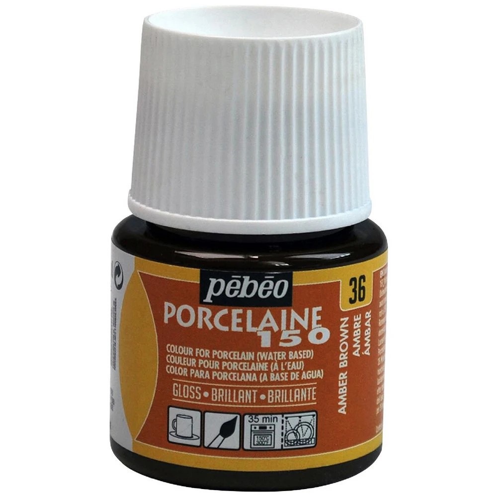 1 Pebeo Porcelaine 150 Paint 45ml Amber Brown, 1 of 1