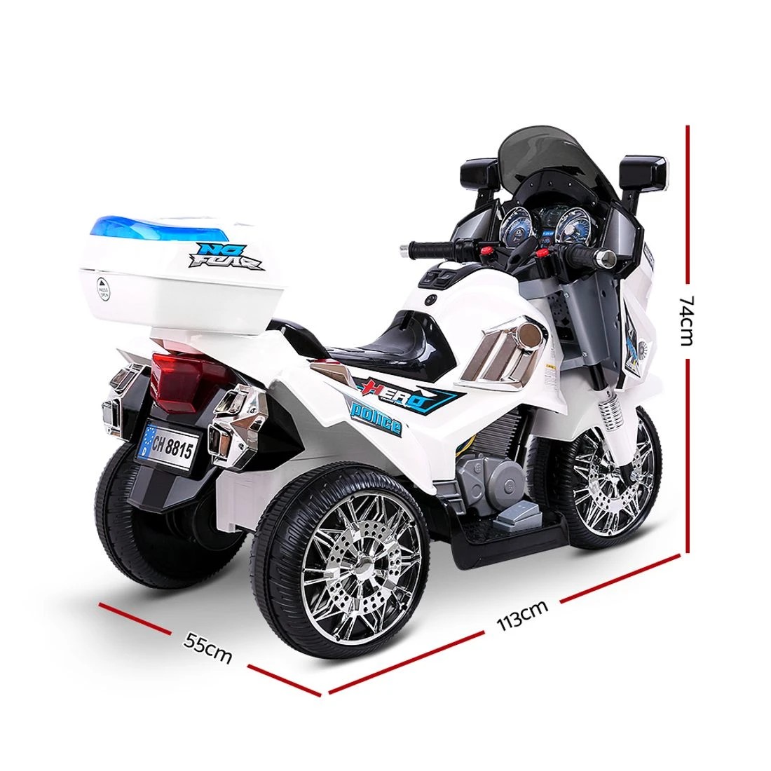 1 Rigo Kids Electric Ride On Patrol Police Car 6V Battery - White, 1 of 7