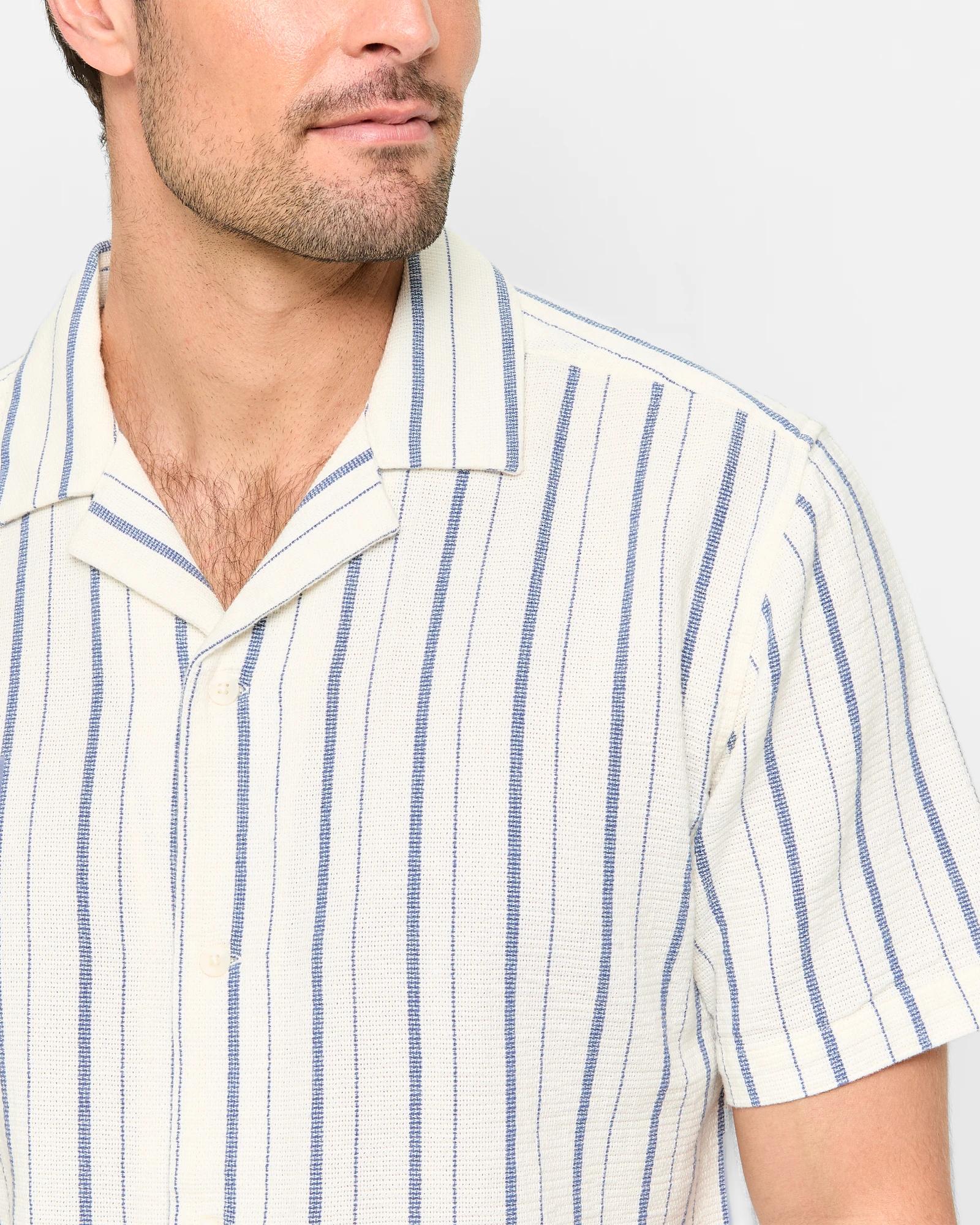 5 Target Australian Cotton Textured Stripe Short Sleeve Shirt VINTAGE WHITE, 5 of 6