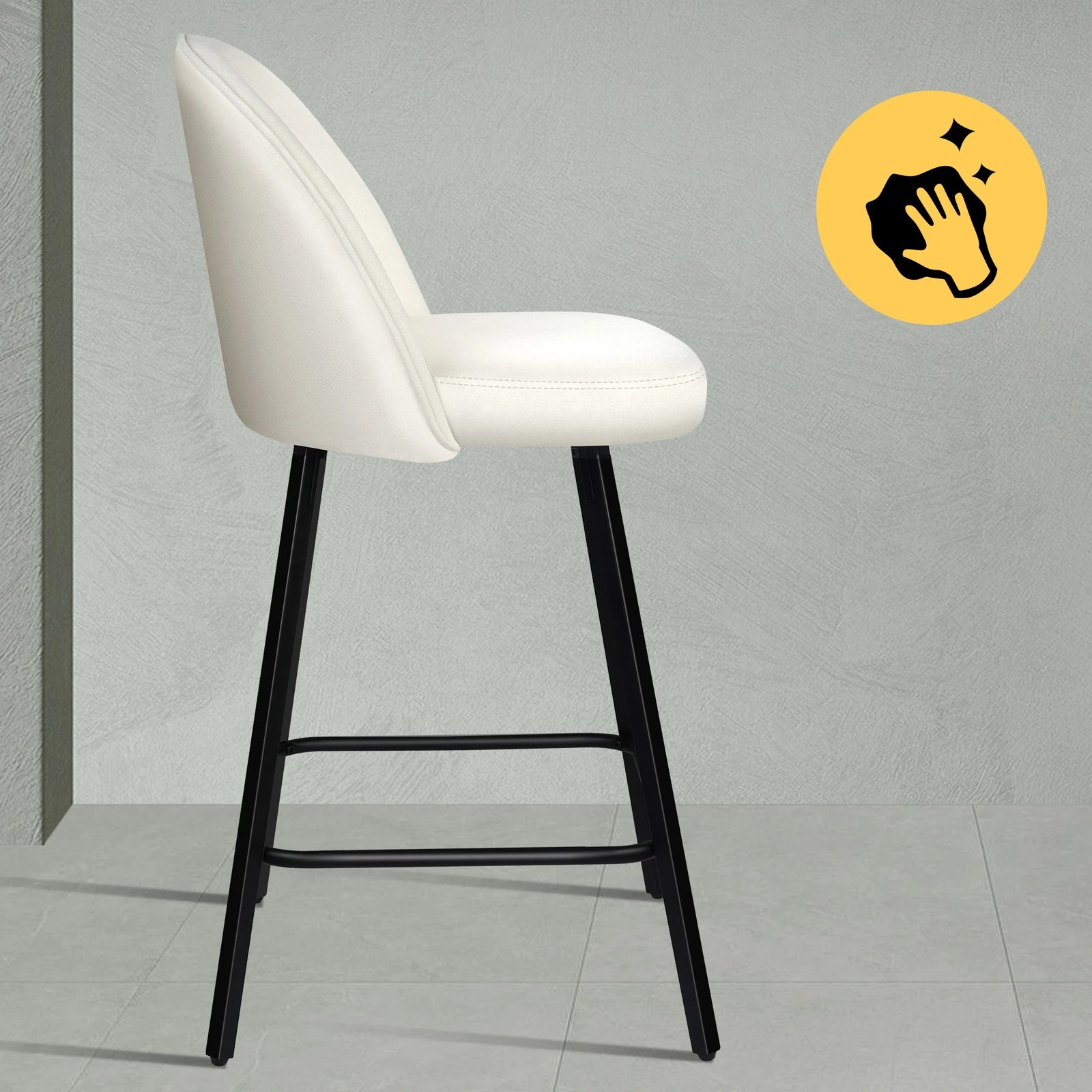 5 Alfordson 4x Bar Stools Velvet Chair - White, 5 of 9