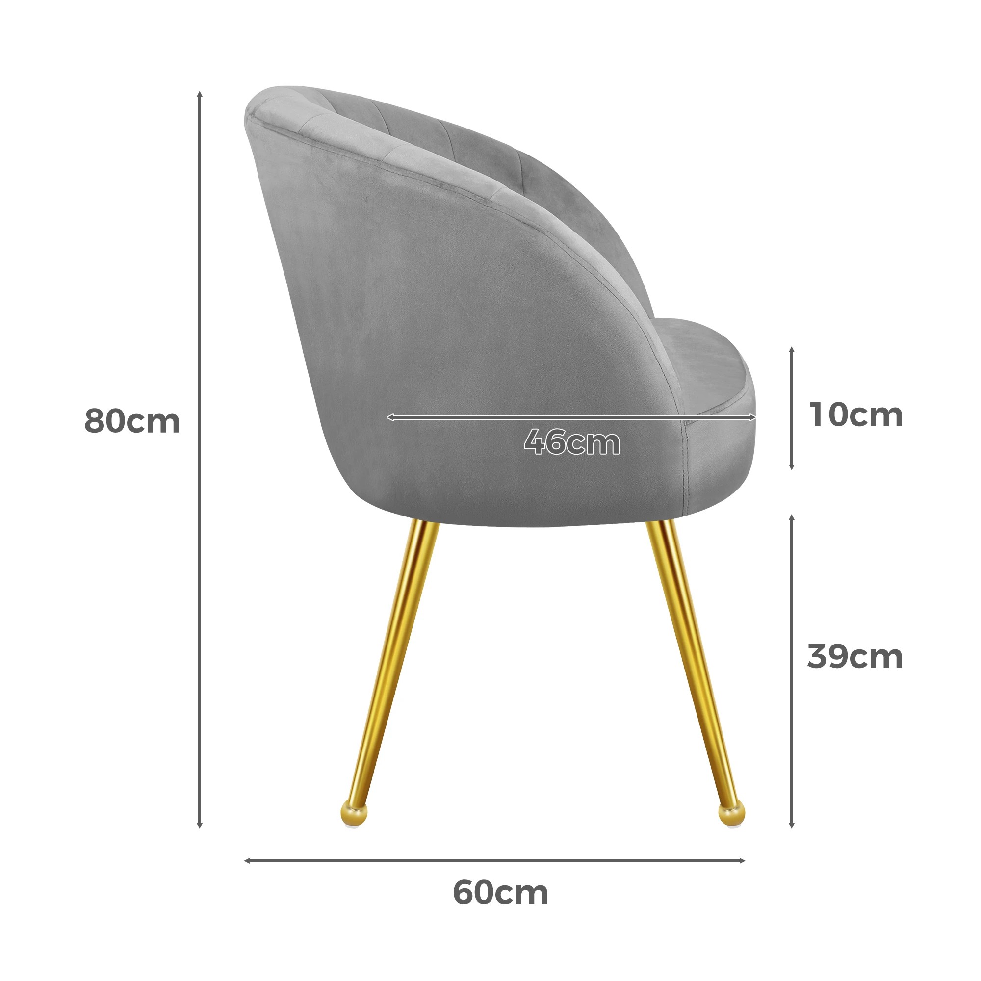 7 Alfordson Armchair Lounge Chair Accent Tub Chair Sofa Couch Velvet - Grey, 7 of 9