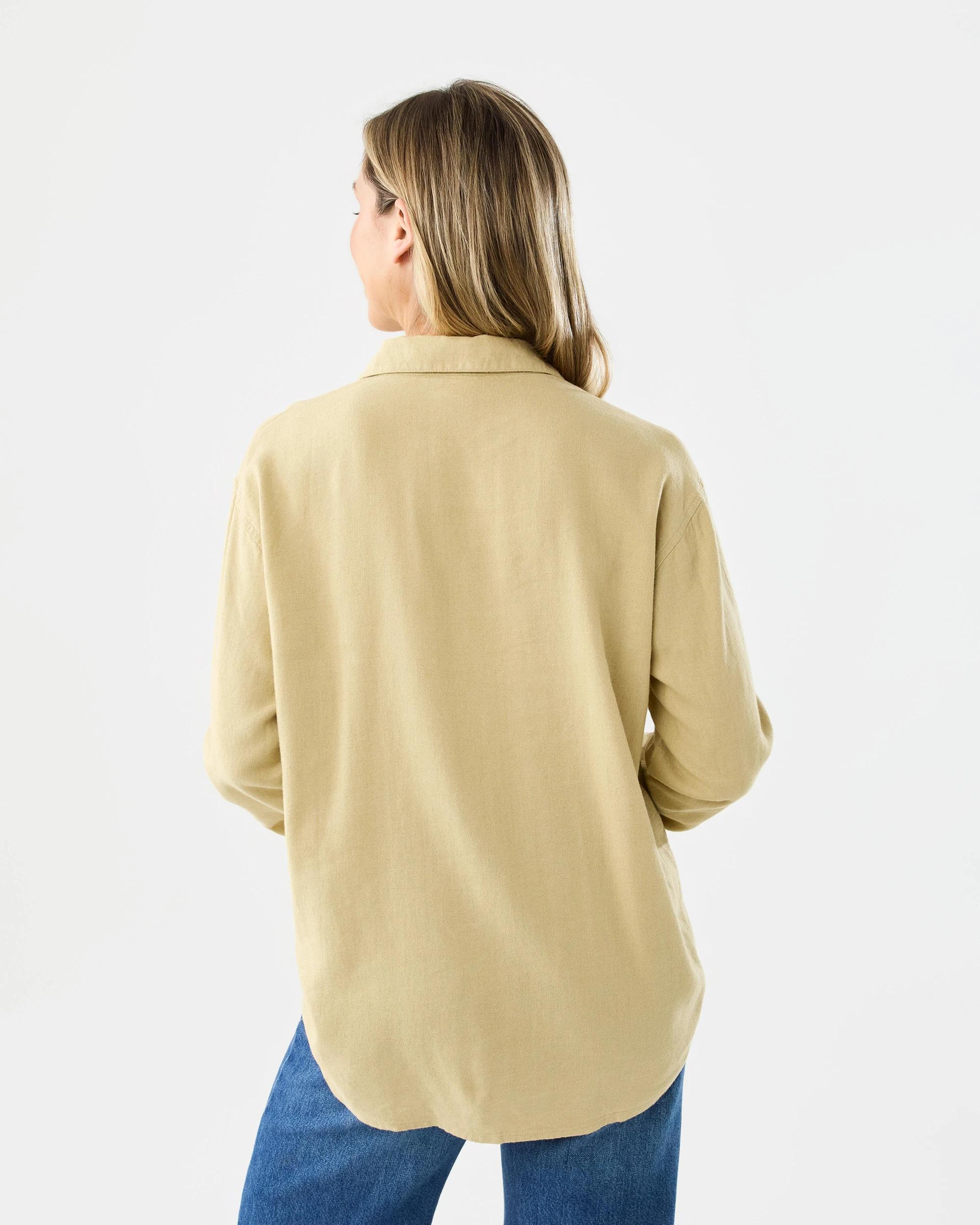 3 Long Sleeve Linen Blend Shirt Dust Beige, 3 of 7
