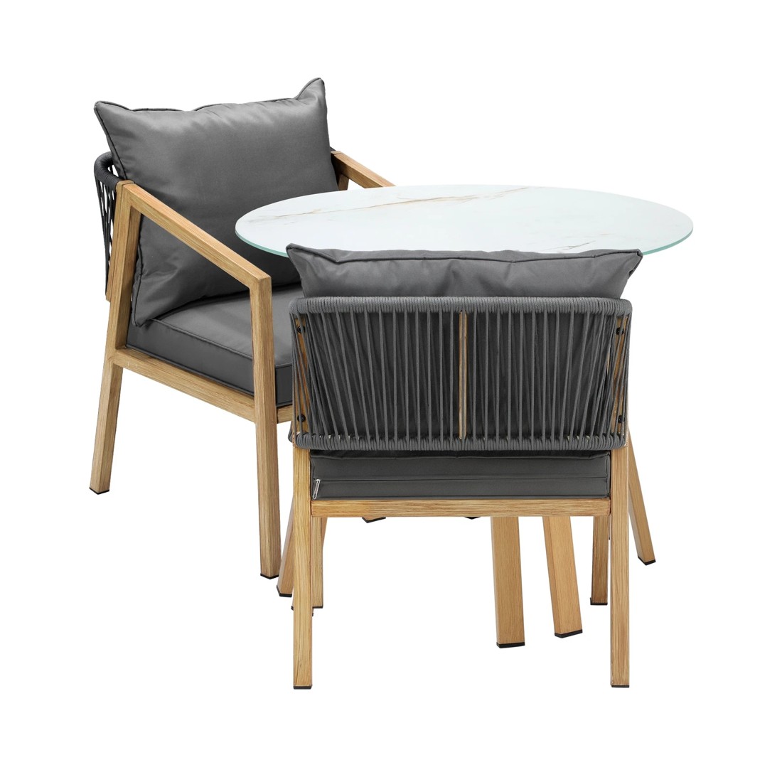 4 Livsip 3pcs Outdoor Dining Setting Patio Furniture Set 90cm Table Lounge Chairs
 - Multi, 4 of 8