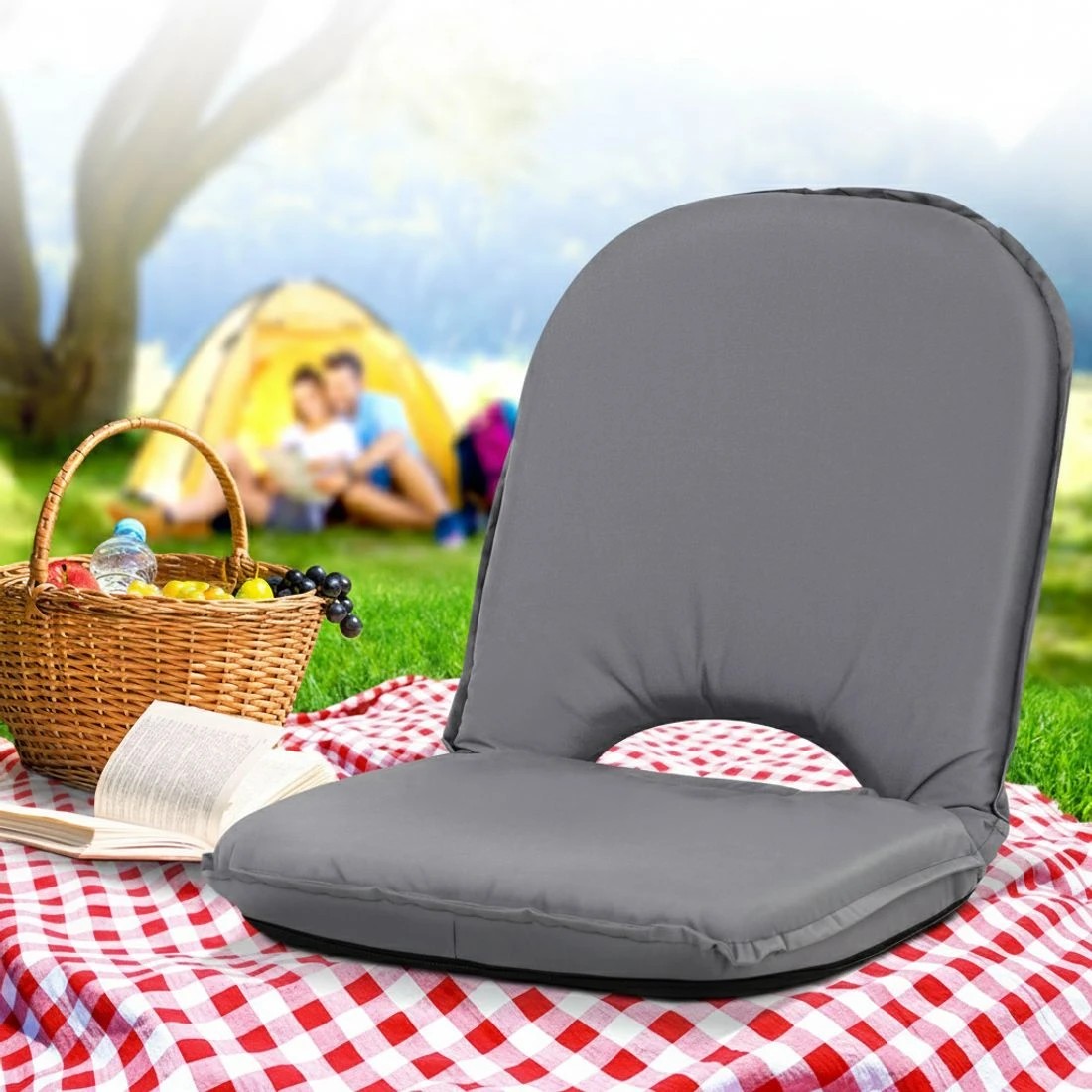 6 Artiss Floor Lounge Sofa Camping Chair - Grey, 6 of 6