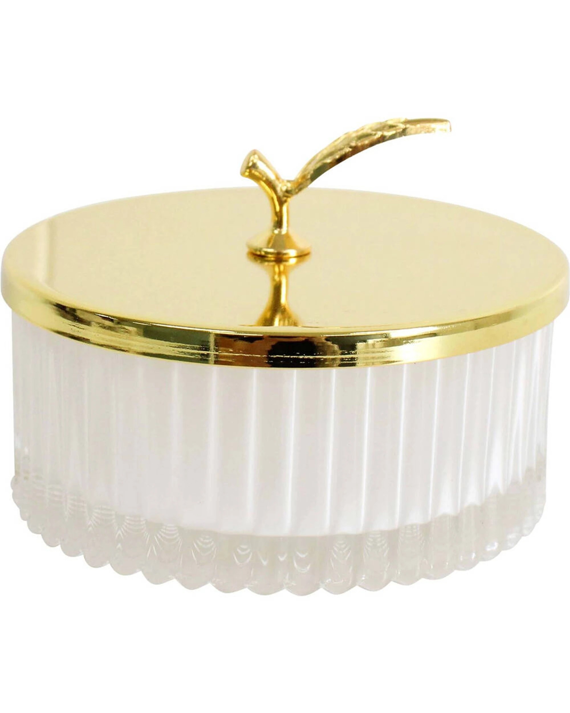 1 LVD Glass Trinket Box Storage Decor Round 9.5cm Wilde - Gold, 1 of 1