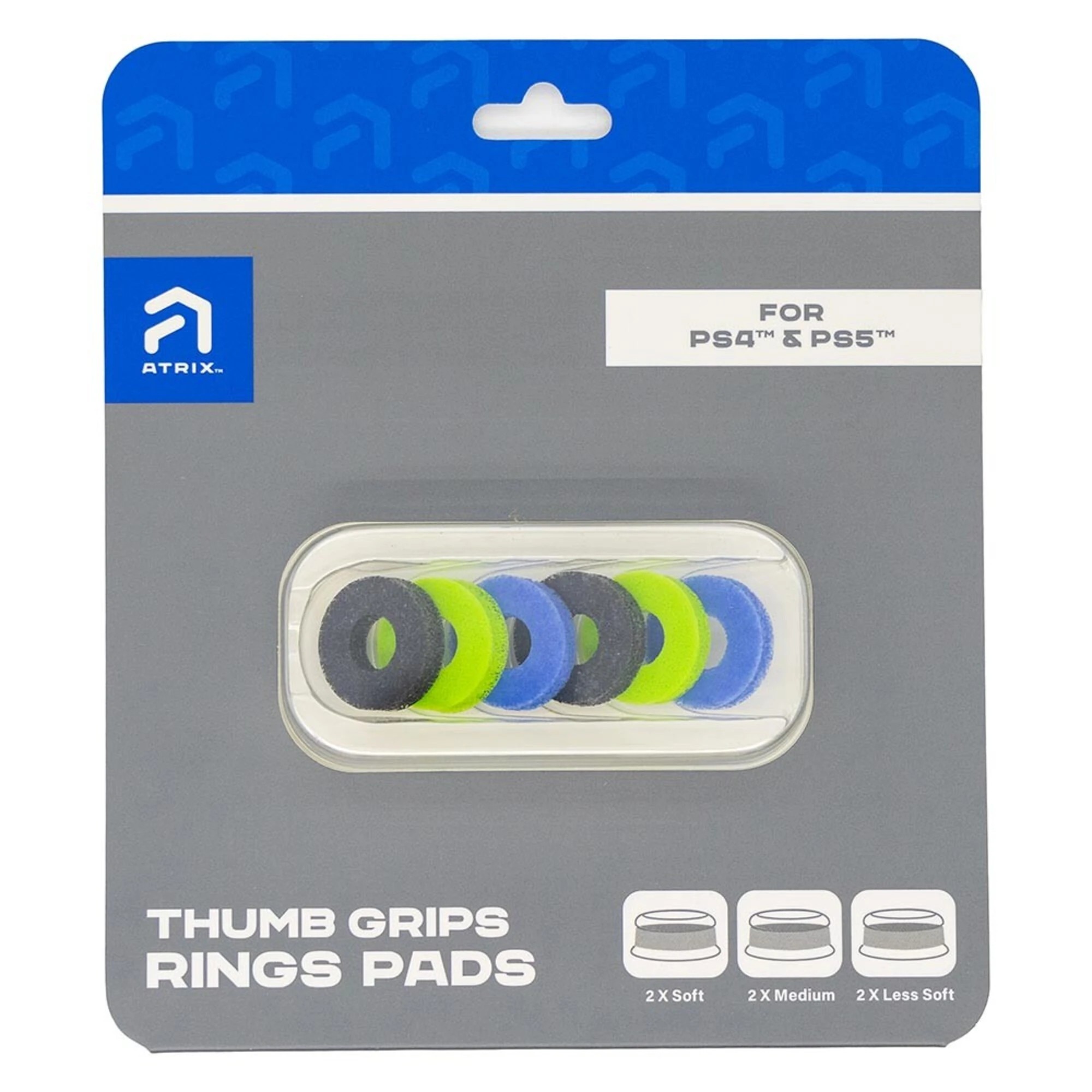 1 Atrix Thumbgrip Ring Pads for PlayStation 4 & PlayStation 5 - Black,Blue,Green, 1 of 2