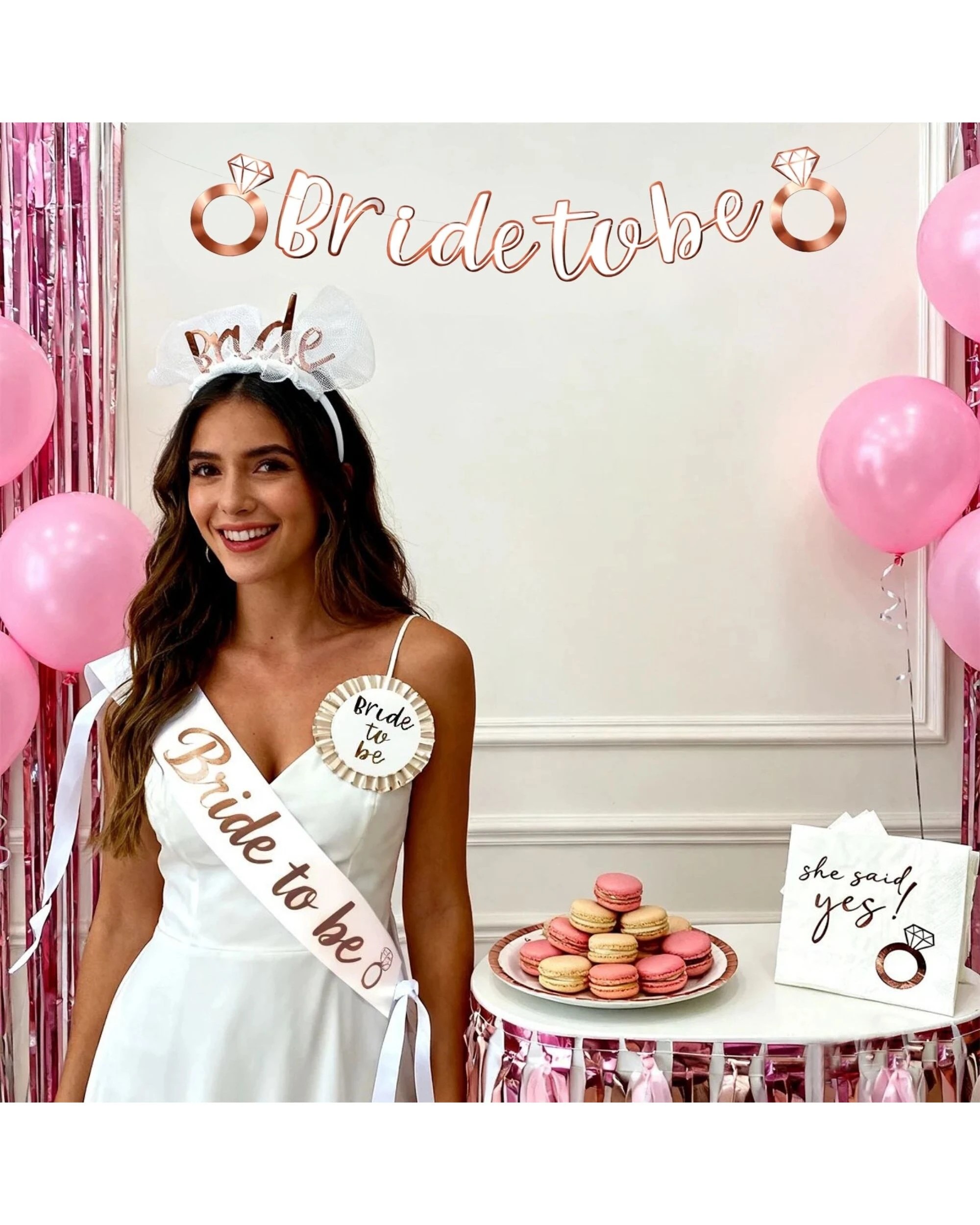 2 Party Maker Rose & White Bride To Be Banner 1.5m - Gold, 2 of 3