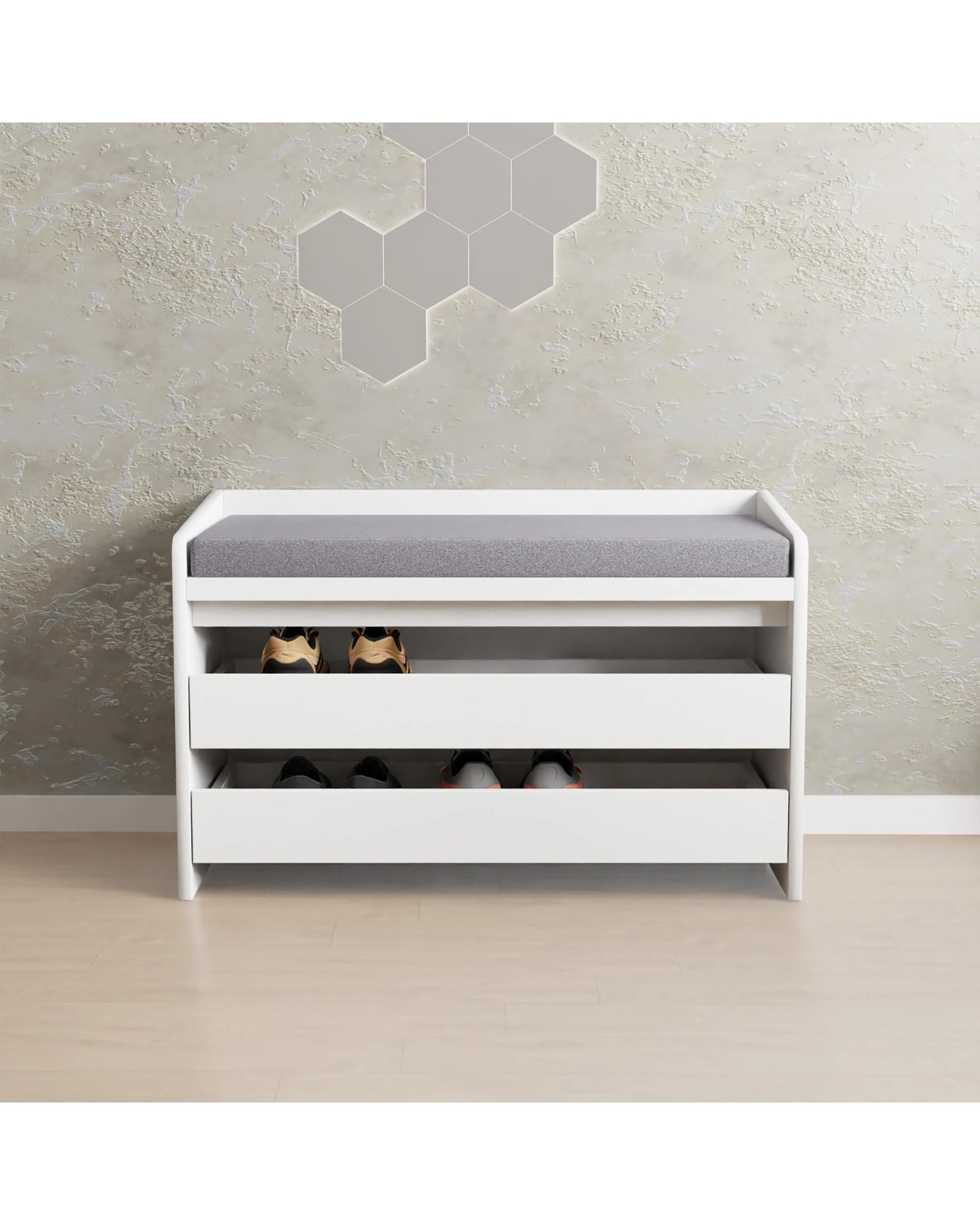2 Kodu Shoe Cabinet Seat Bench 2 Drawers - White, 2 of 5