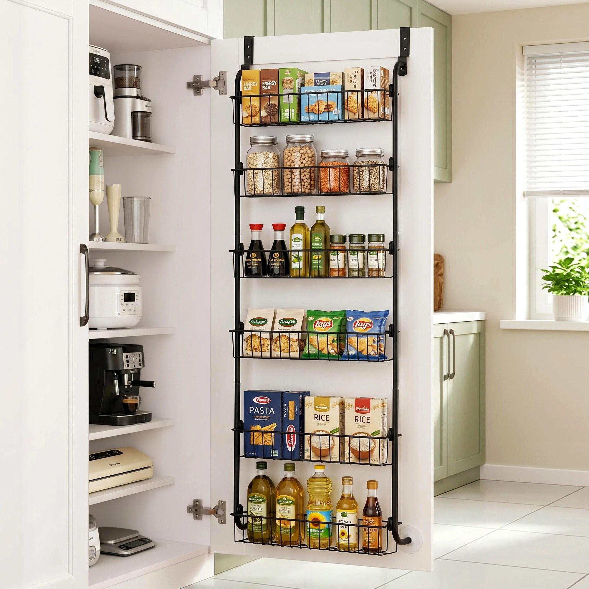 5 Artiss Over Door Storage Organiser 6 Tier Metal - Black, 5 of 9
