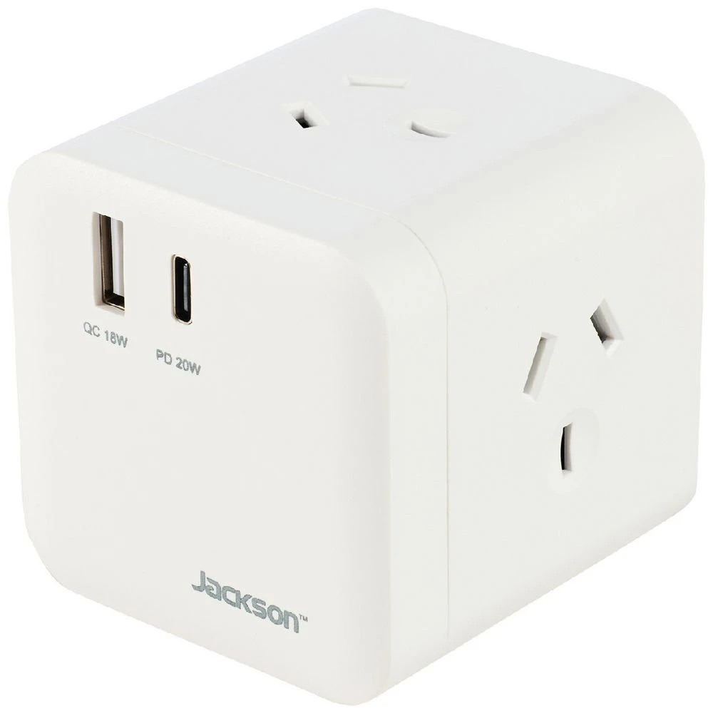 1 Jackson 3 Outlet Power Block with 2x USB, 1 of 5