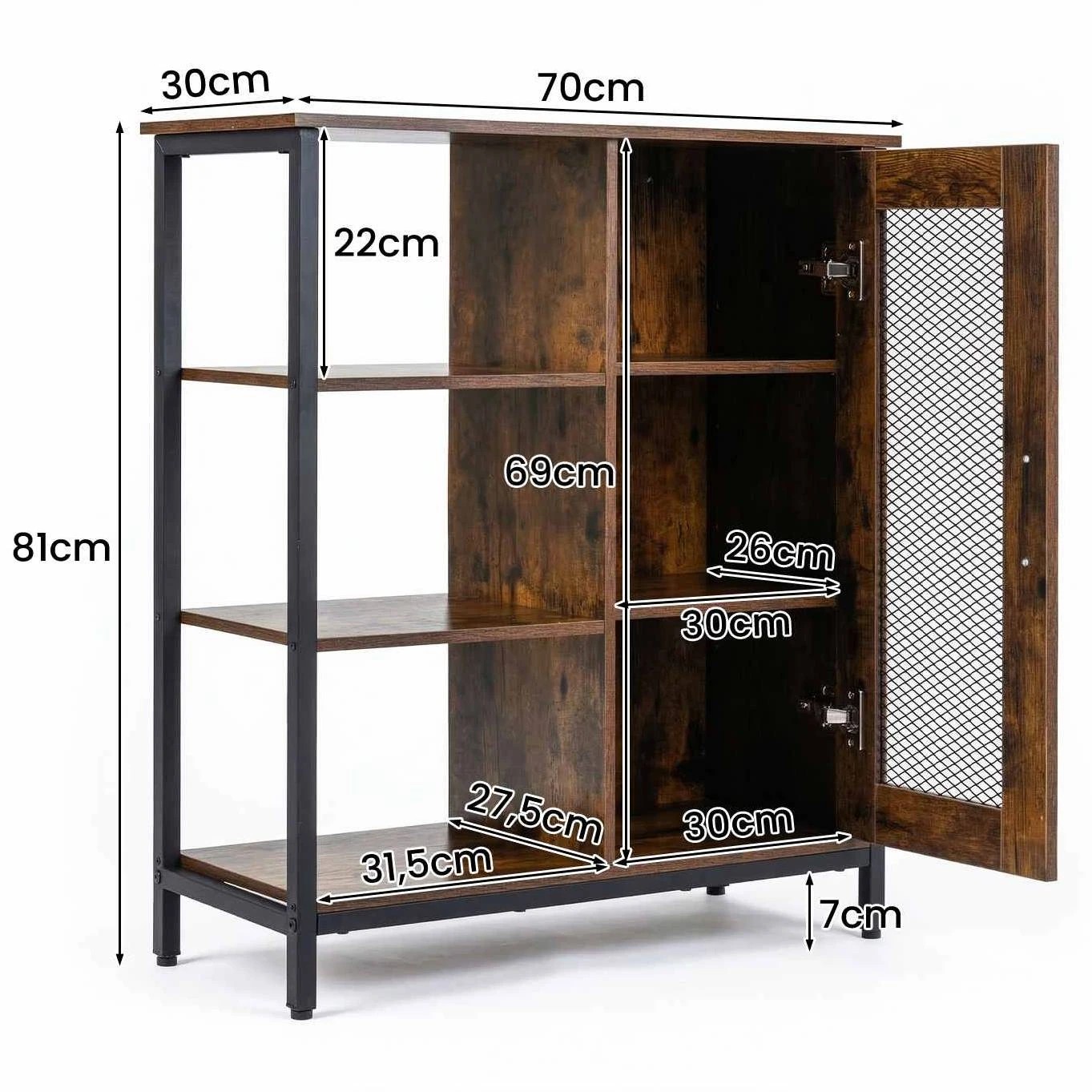 2 Costway Buffet Cabinet Storage Coffee Bar Station Carbon Steel Sideboard - Brown, 2 of 3