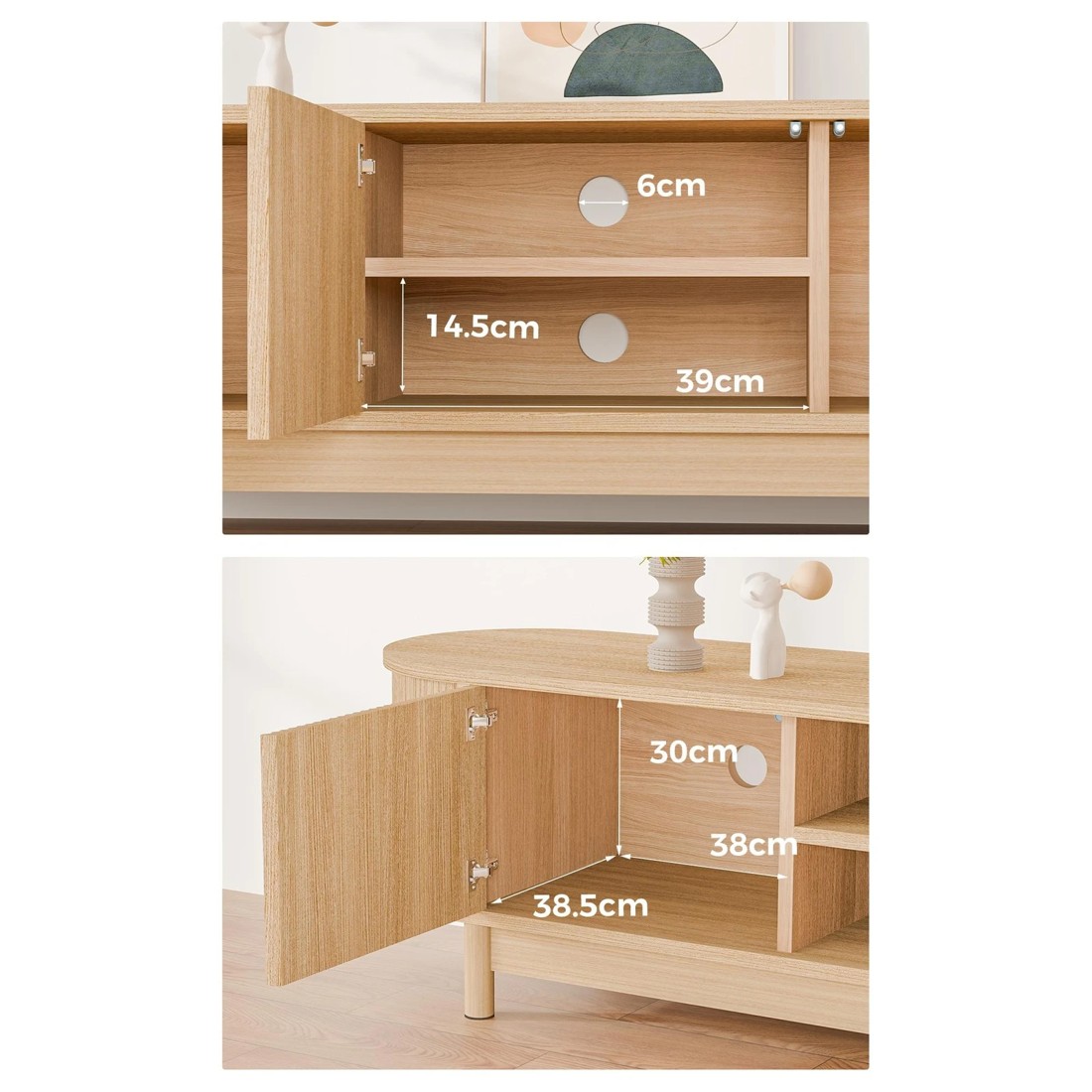 8 Alfordson TV Cabinet Entertainment Unit Stand 160cm Storage Shelf - Oak, 8 of 10