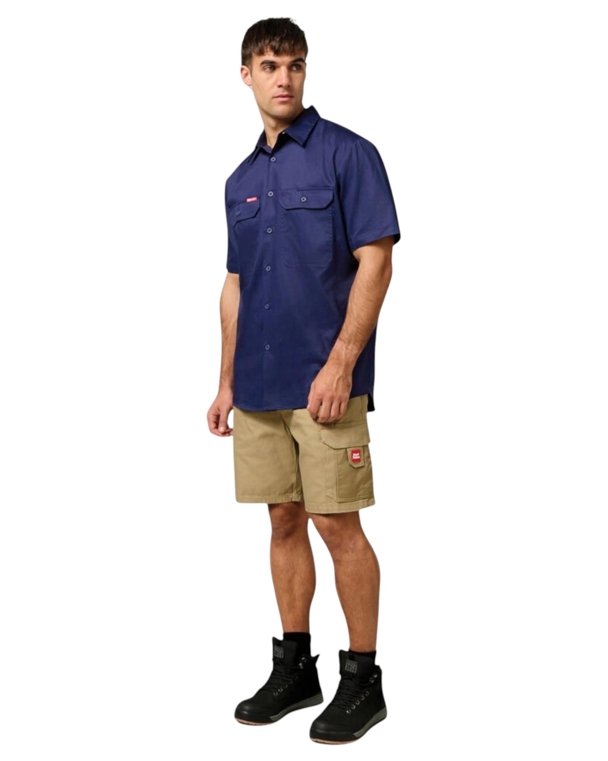 3 Hard Yakka Mens Short Sleeve Lightweight Drill Ventilated Shirt Navy Navy, 3 of 6
