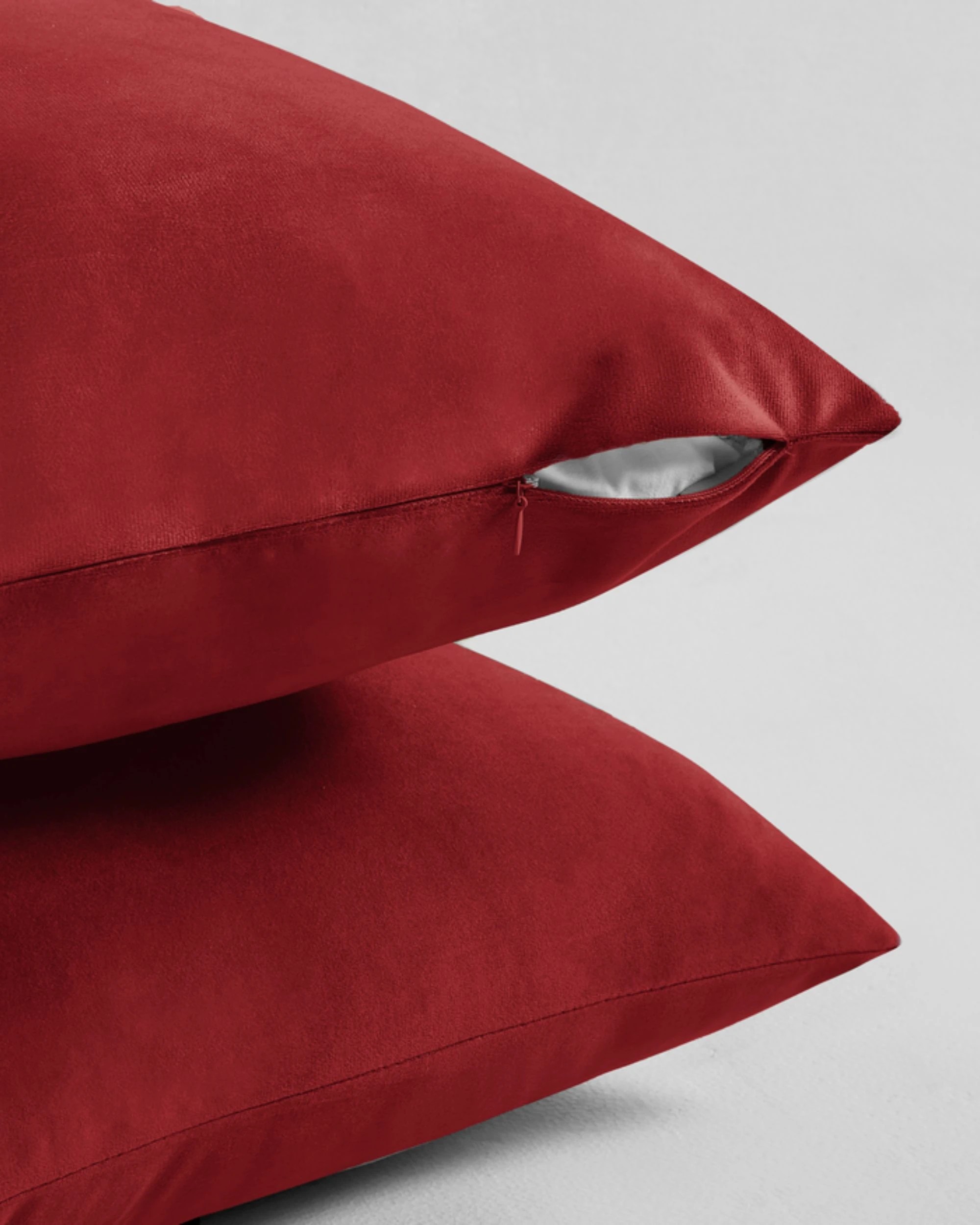 2 Gioia Casa 2-Pack Velvet European Pillowcases - Red - 65x65cm, 2 of 2