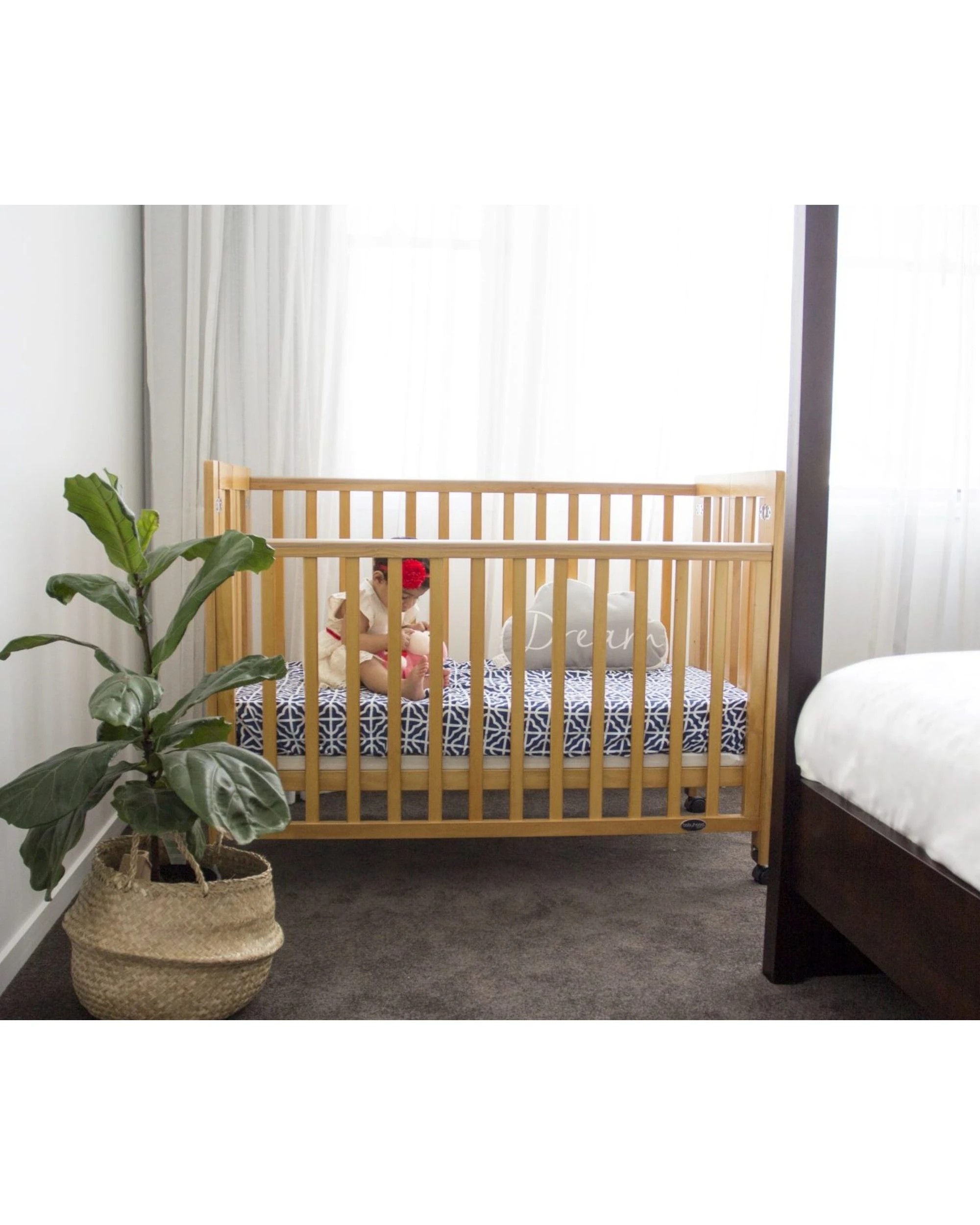 2 Babyhood Fold N Go Timber Cot - Blue, 2 of 5