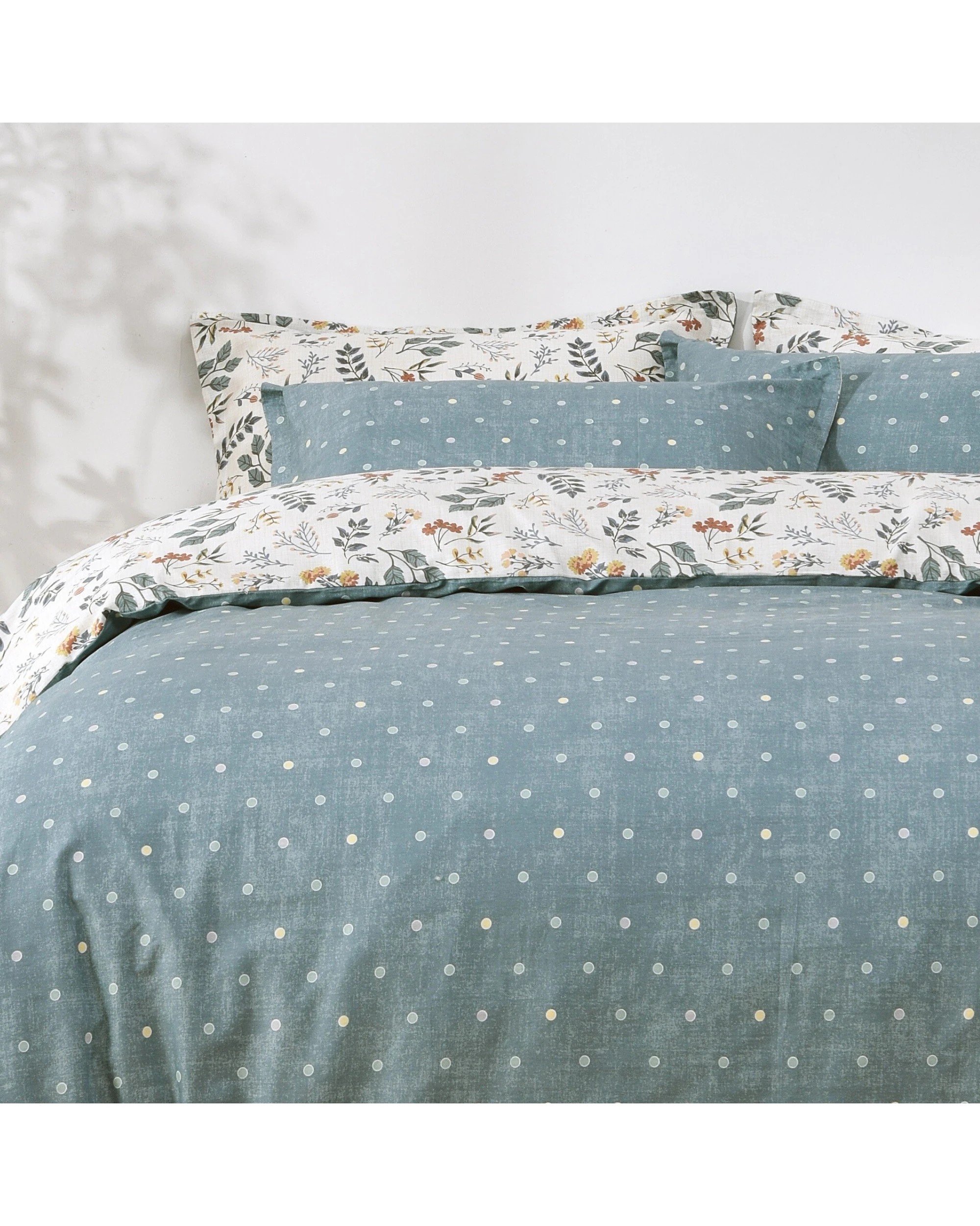 4 Dreamaker Vermont 100% Cotton Reversible Quilt Cover Set - Queen Bed - Floral Teal, 4 of 8