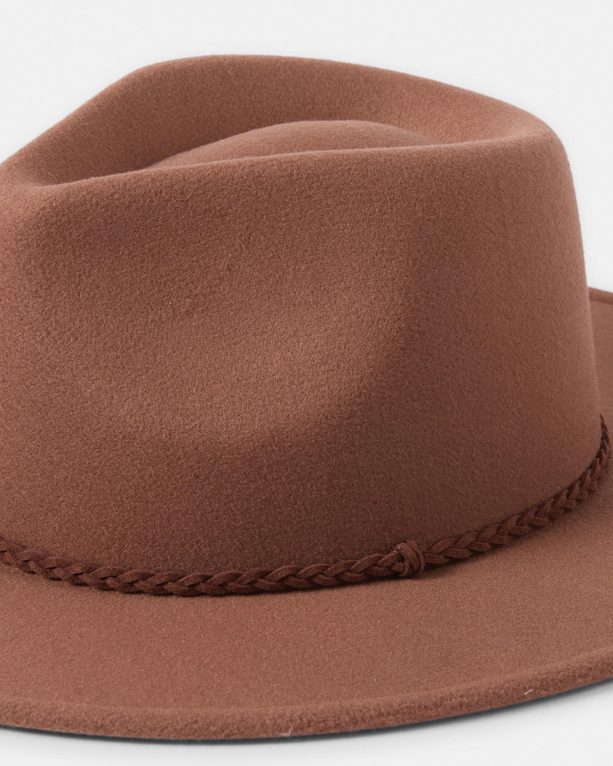 3 Braided Fedora Hat Brown, 3 of 3