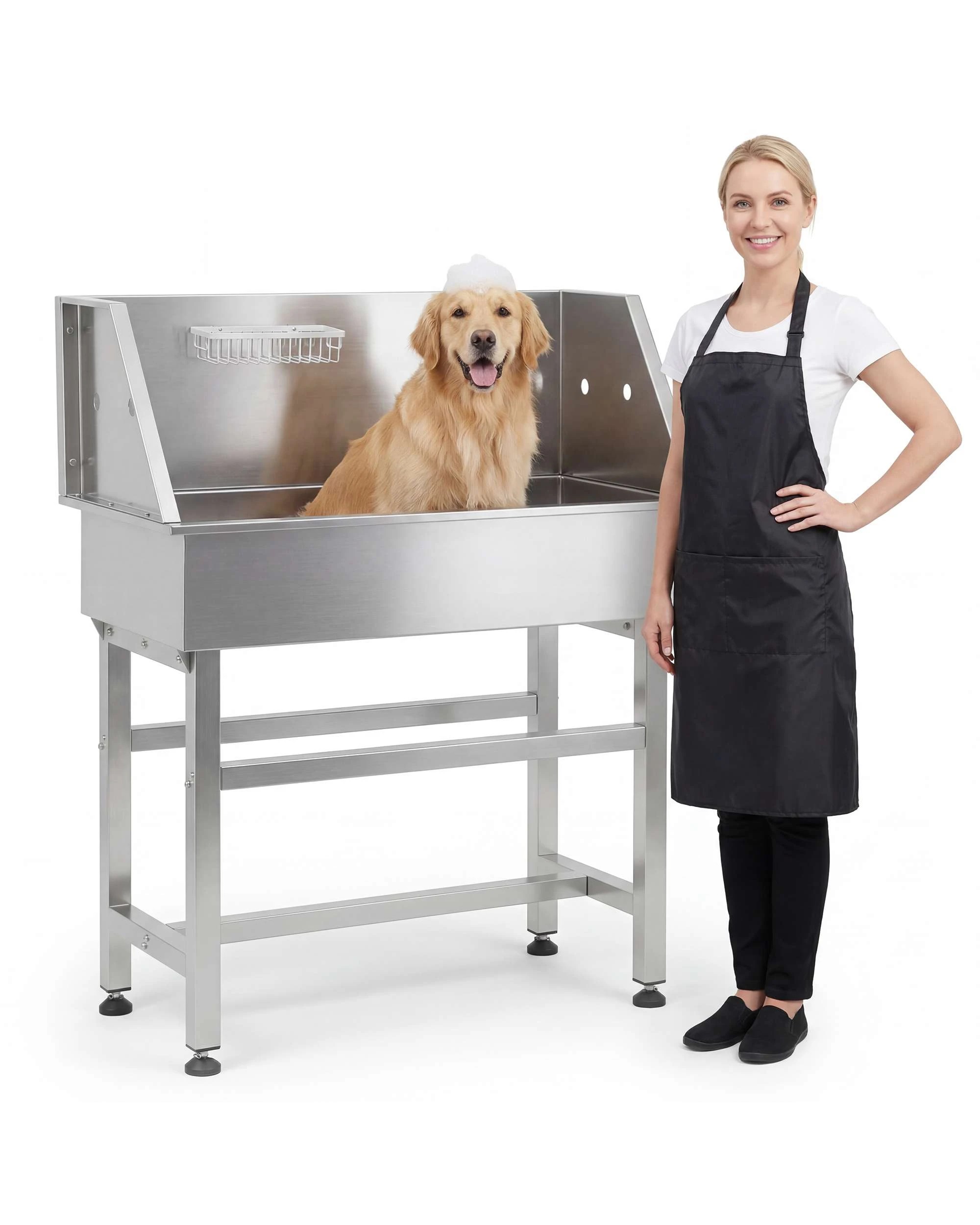 6 Advwin Pet Bathtub Stainless Steel Dog Washing Station Pet Grooming Tub 34" Bathtub, 6 of 9