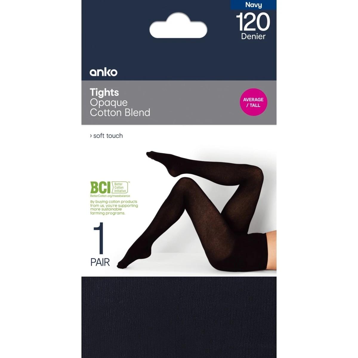1 Opaque Cotton Blend Tights DEEP NAVY, 1 of 3