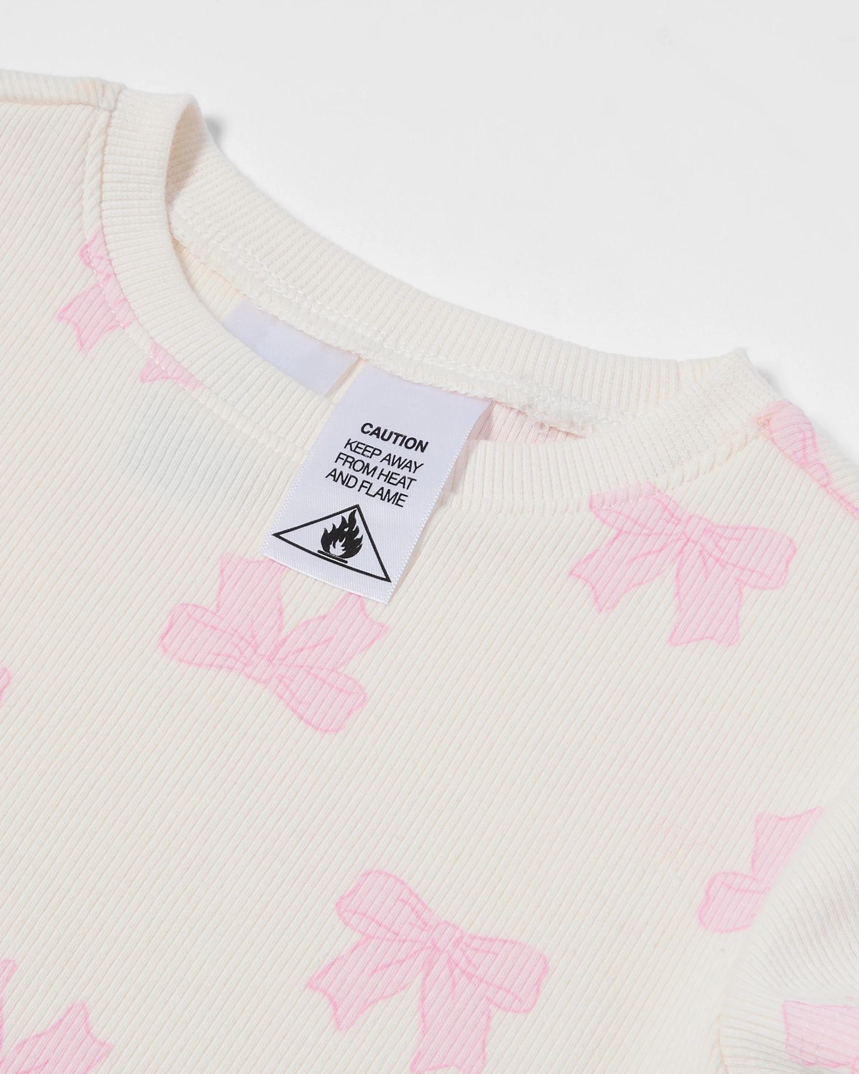 3 Short Sleeve Pyjama Set EGRET BOWS, 3 of 4
