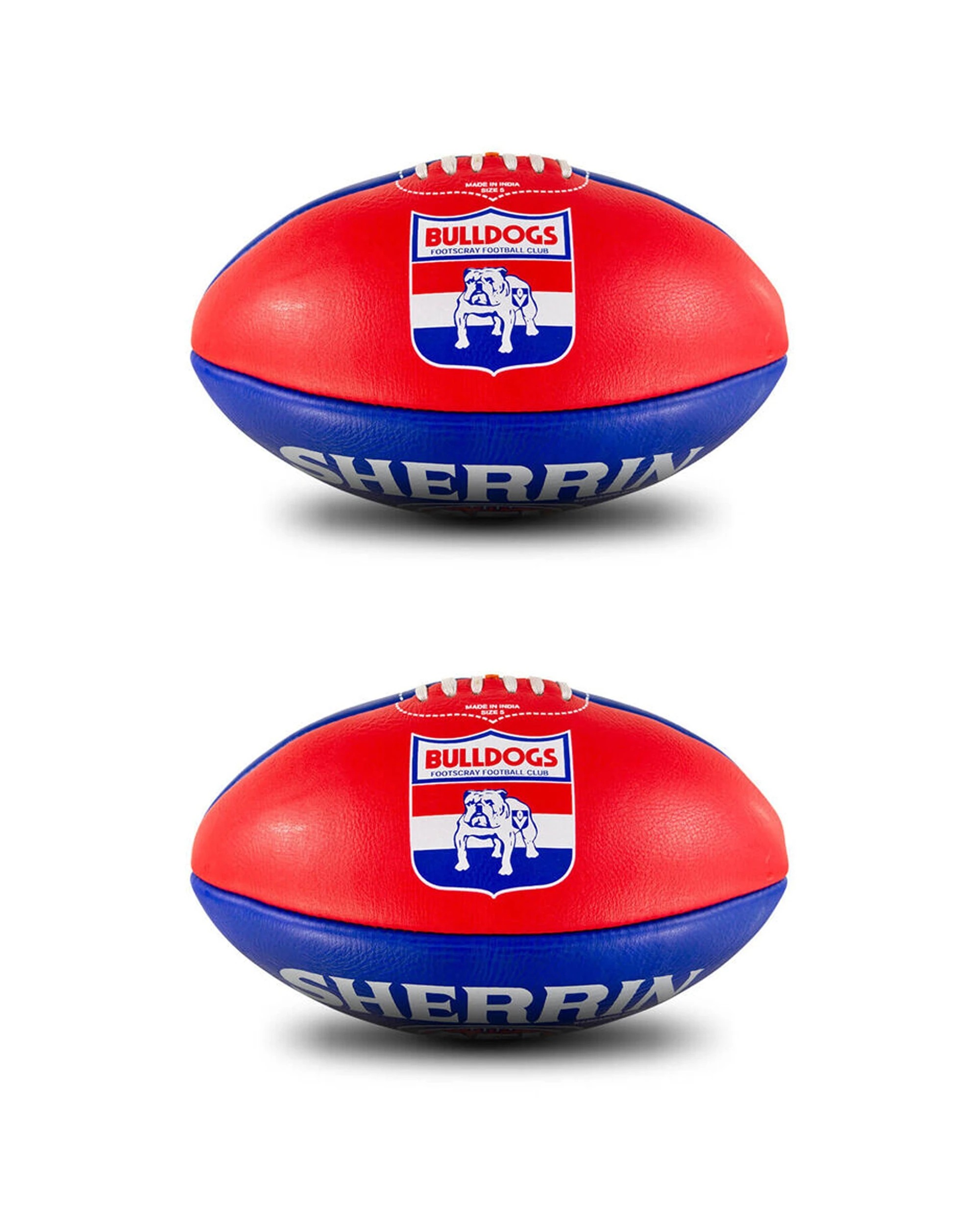 1 Sherrin AFL Team Leather Football Western Bulldogs Size 5 2 Pack Training - Multi, 1 of 5