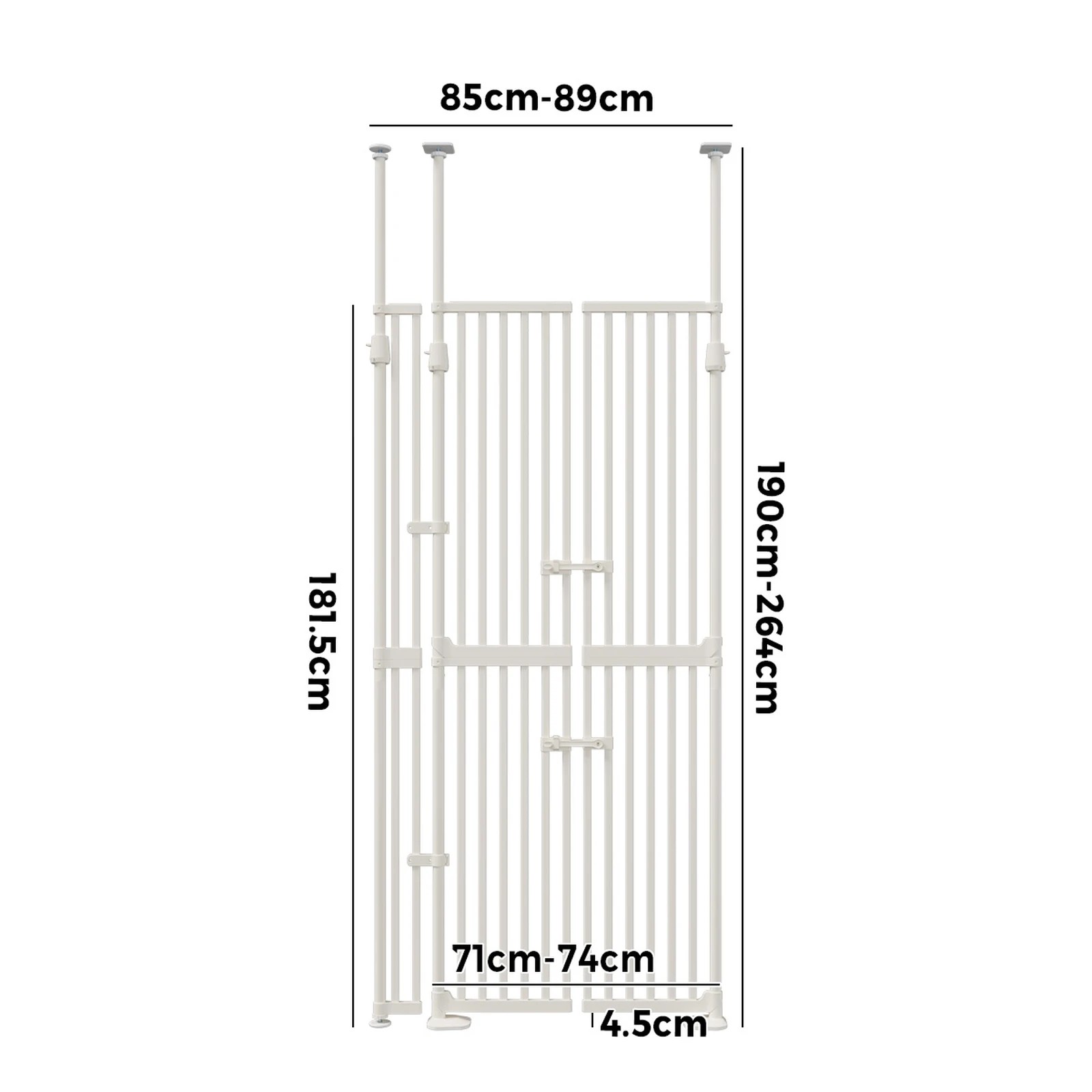 5 Alopet 190cm-264cm Retractable Safety Gate Pet Dog Cat Extra Tall Fence - White, 5 of 5