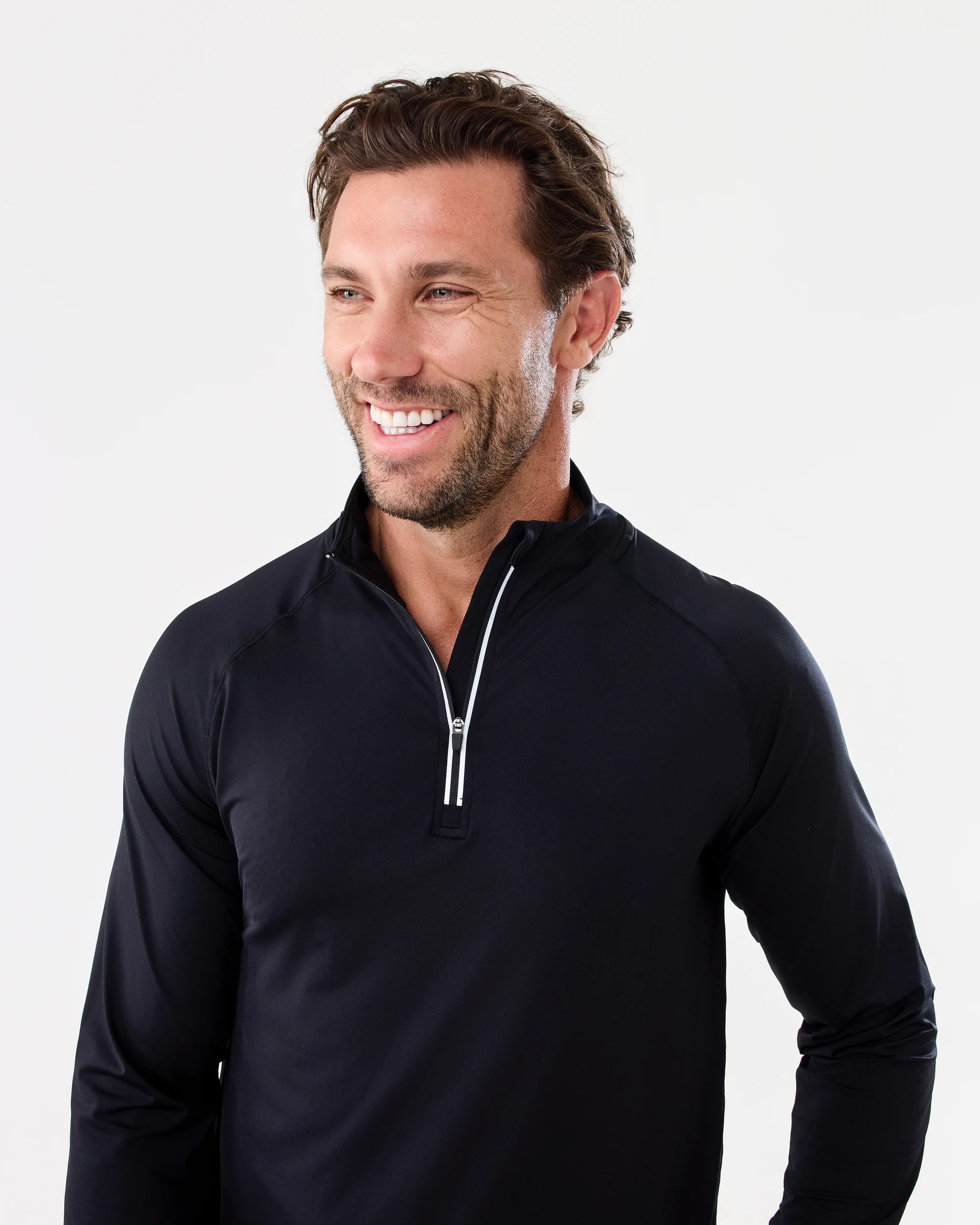 4 Active Mens 1/4 Zip Training Long Sleeve T-shirt Black, 4 of 5