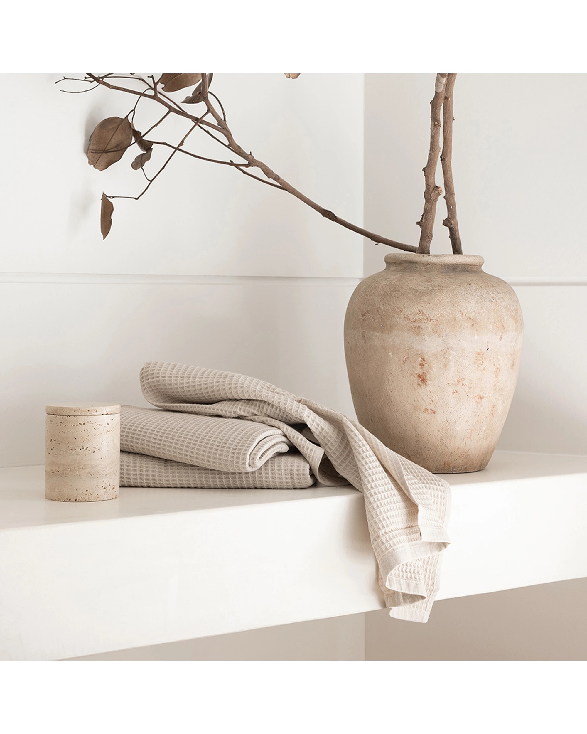 5 BAMBURY Waffle Hand Towel Quality Turkish Cotton Made In Turkey - Beige, 5 of 7