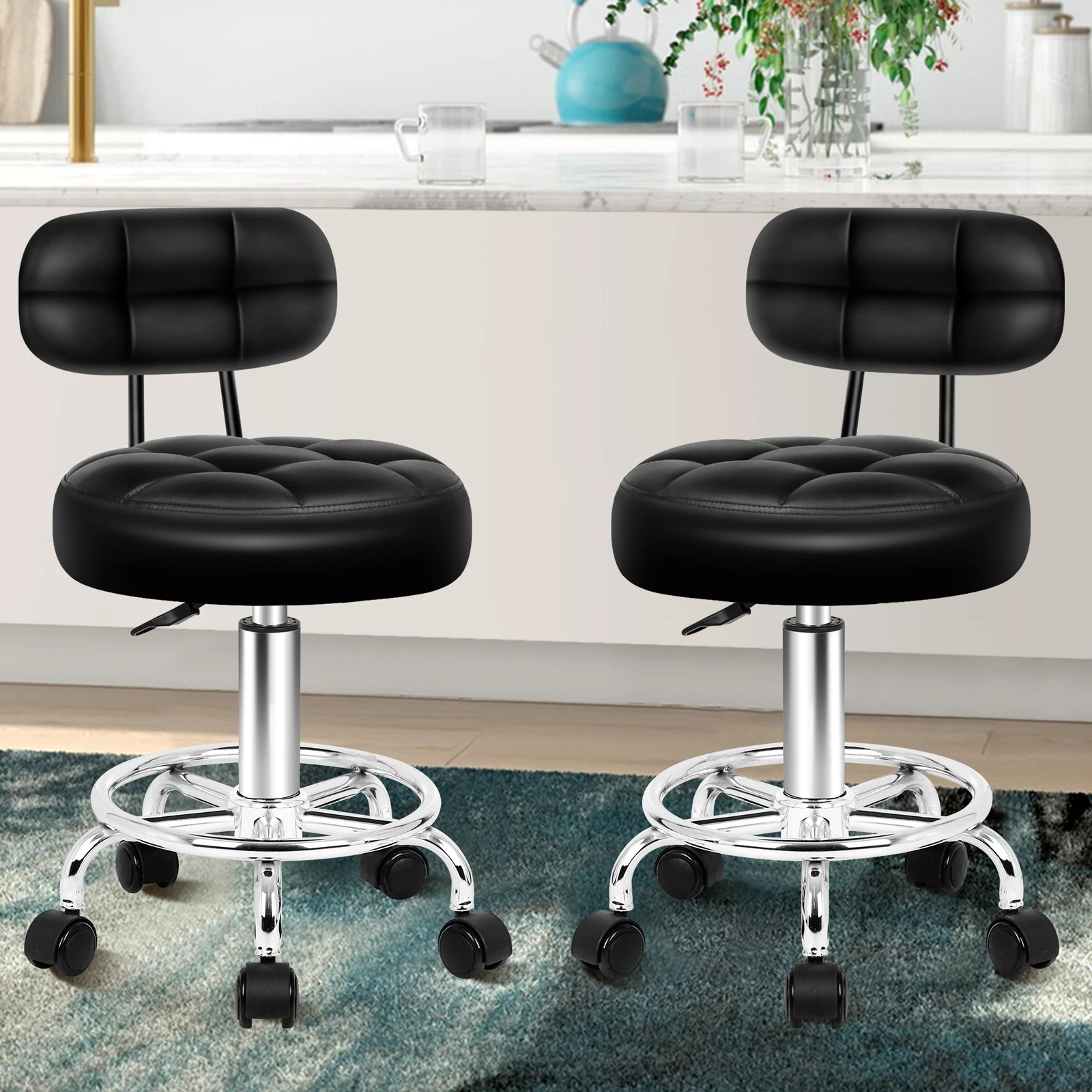 10 Alfordson 2x Salon Stool Backrest Swivel Barber Hair Dress Chair Riley - Black, 10 of 10