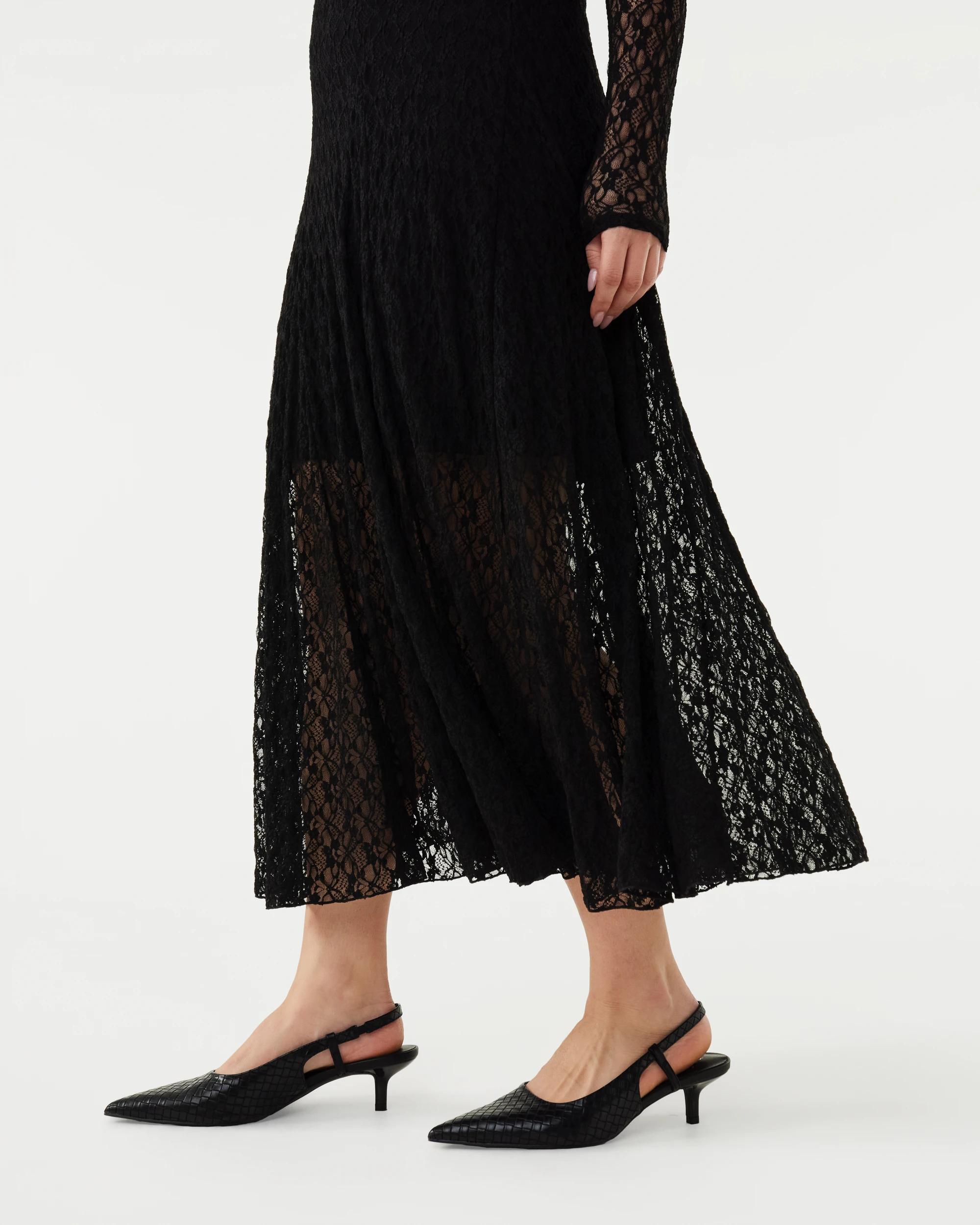 7 Long Sleeve Lace Midi Dress Black, 7 of 7