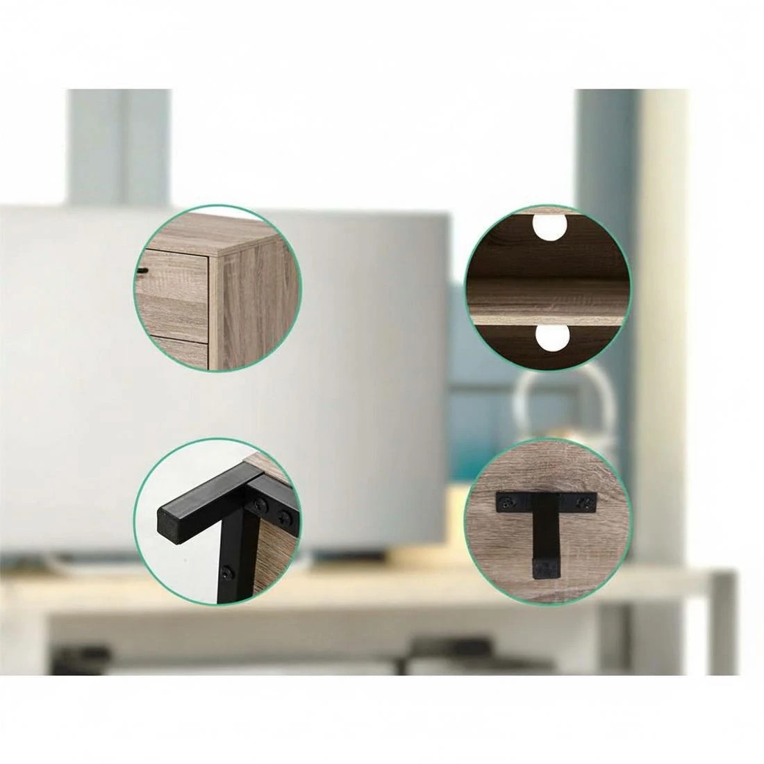 7 Artiss TV Cabinet Entertainment Unit 132cm Pine Tania - Natural, 7 of 8