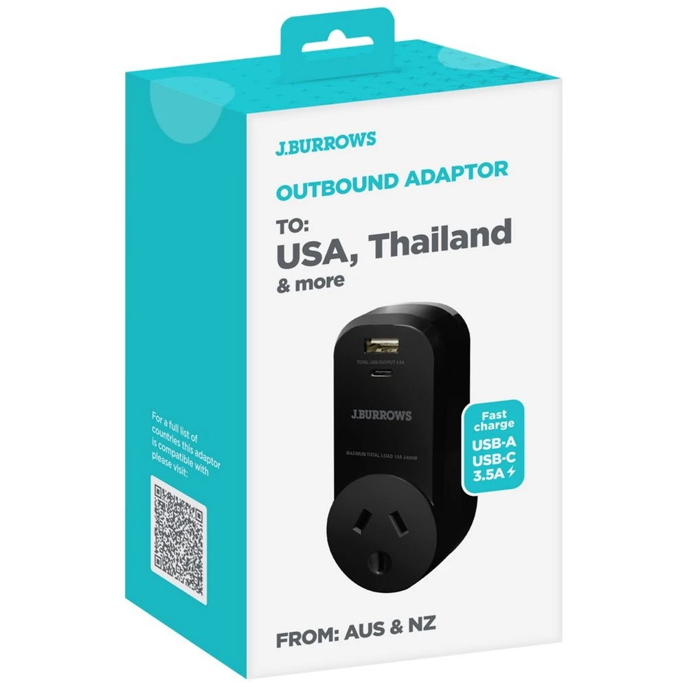 3 J.Burrows Outbound Travel Adaptor 2-USB USA, 3 of 3