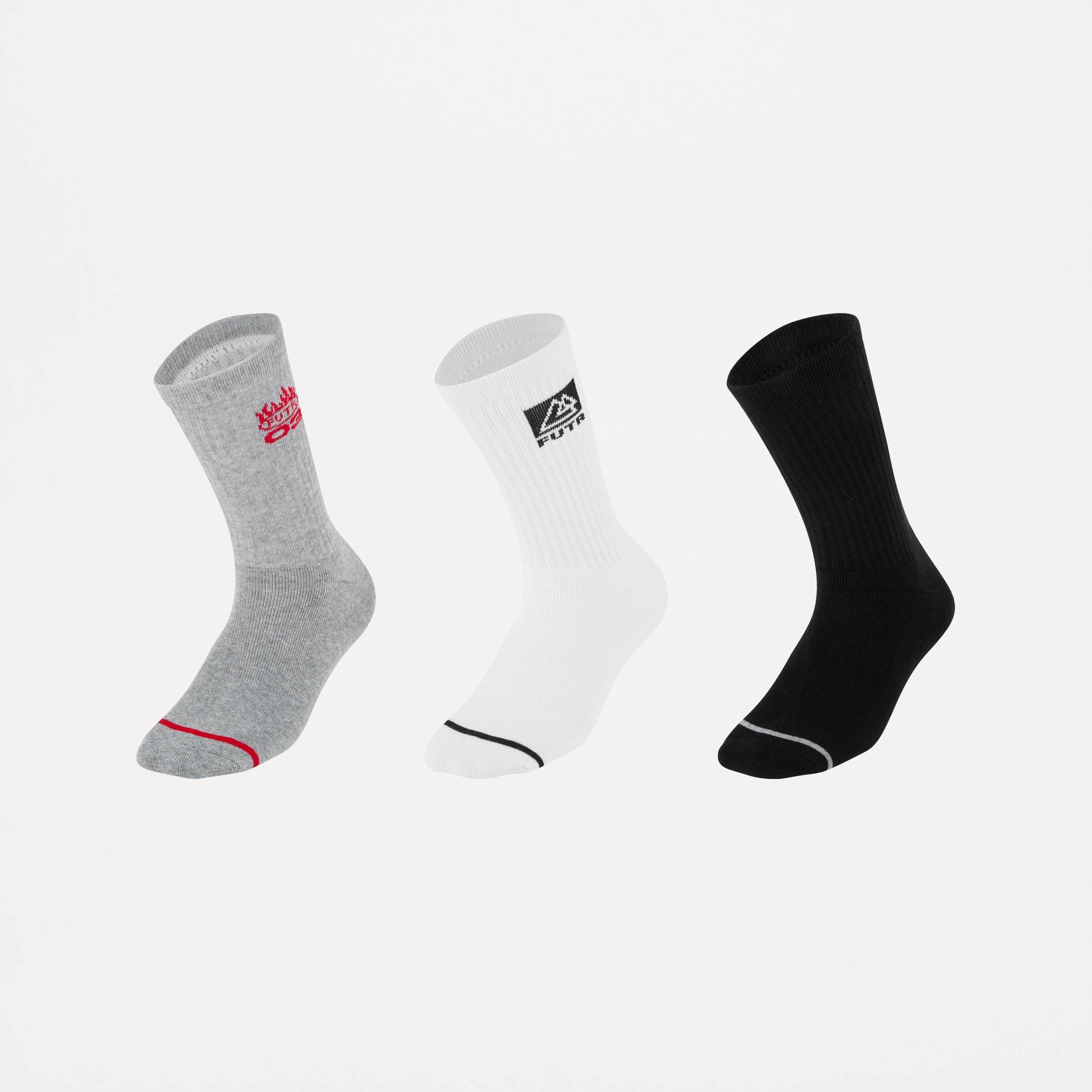 1 3 Pack Ribbed Crew Socks Multi Futr, 1 of 3