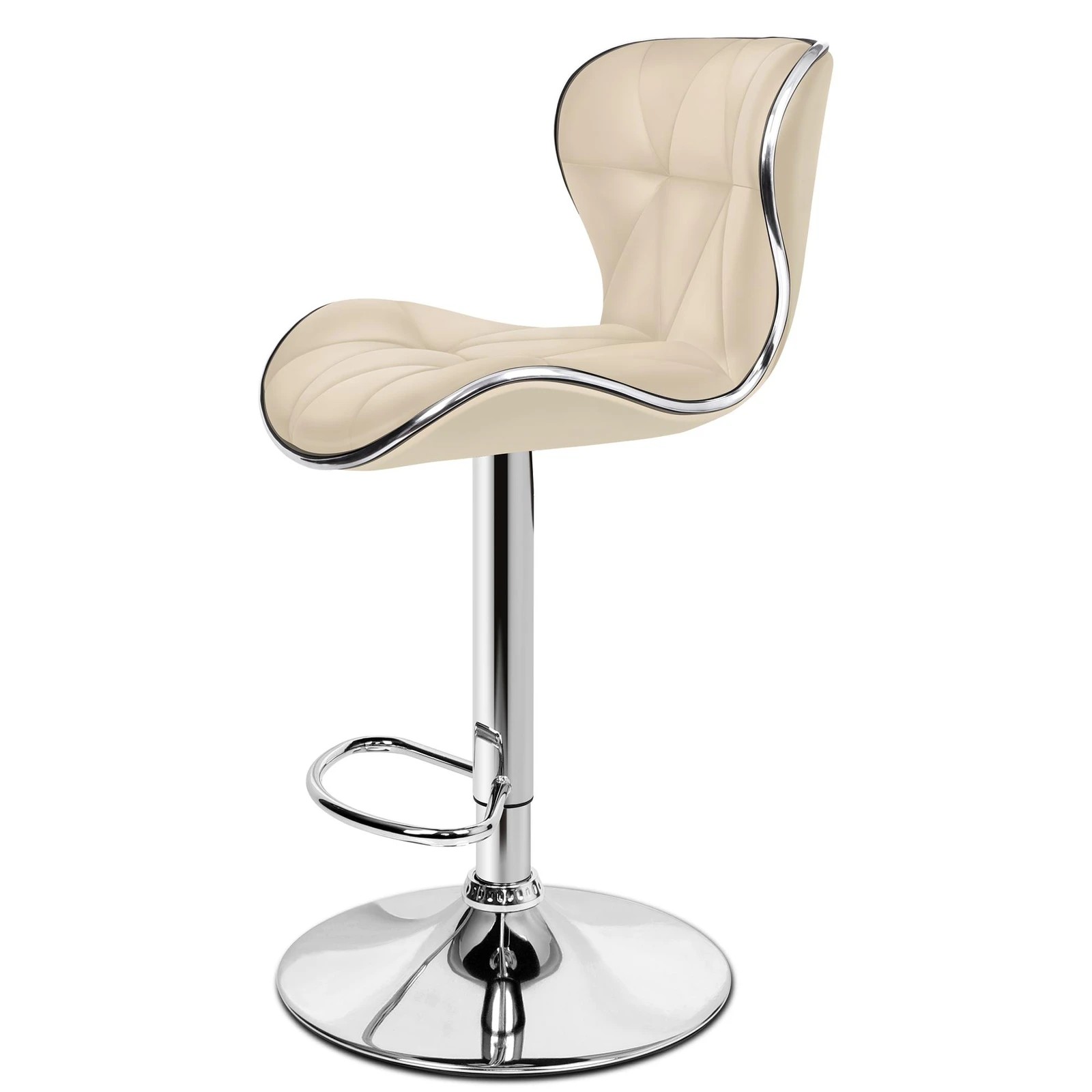 5 Alfordson 2x Bar Stools Luna Kitchen Swivel Chair Leather Gas lift - Beige, 5 of 9