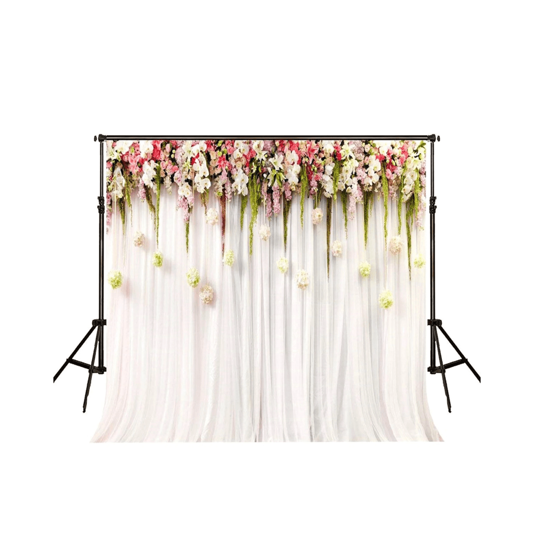 2 Alibaba Floral White Curtain Printed Fabric Backdrop, 2 of 3
