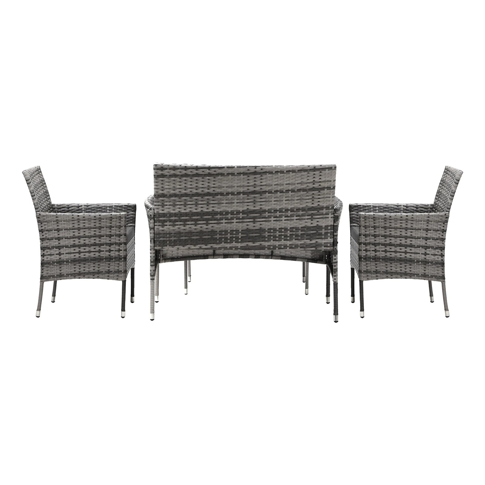 7 Livsip Outdoor Furniture 4-piece Lounge Setting Chairs Table Wicker Set Patio
 - Grey, 7 of 10