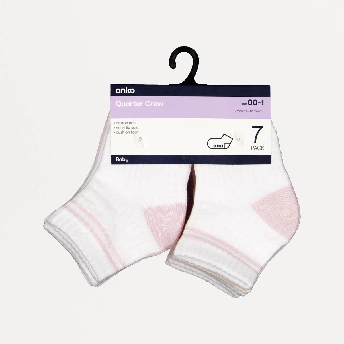2 7 Pack Sports Quarter Crew Socks SPORTY PINK MULTI PACK, 2 of 2