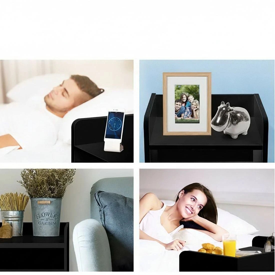 6 Artiss 2X Bedside Table 1 Drawer with Shelf - Black, 6 of 7