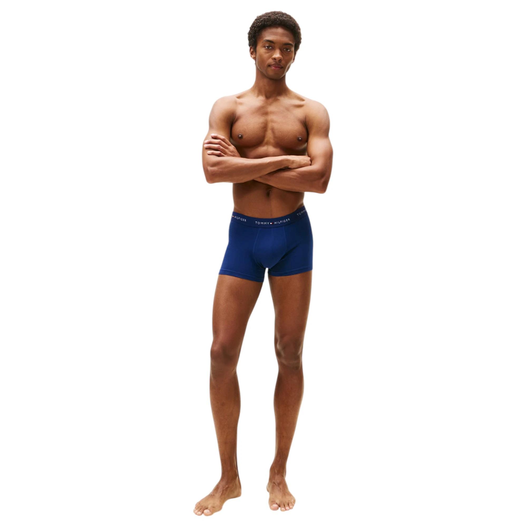 5 Tommy Hilfiger 3 Pack Mens Signature Cotton Boxer Trunks Undies BLUE/NAVY/BLACK, 5 of 6