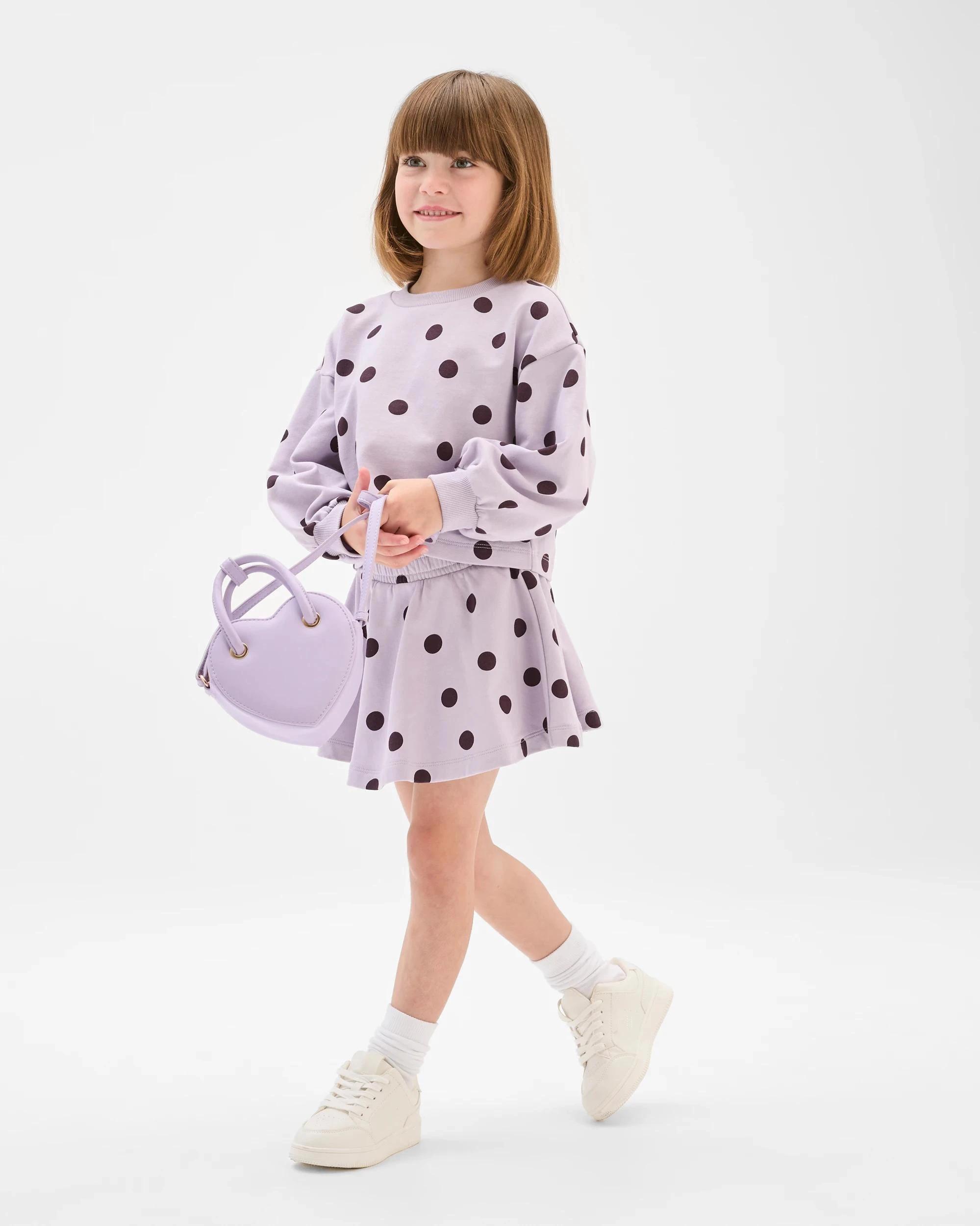 1 Target Australian Cotton Fleece Top and Skort 2 Piece Set AOP SPOTS PURPLE, 1 of 7