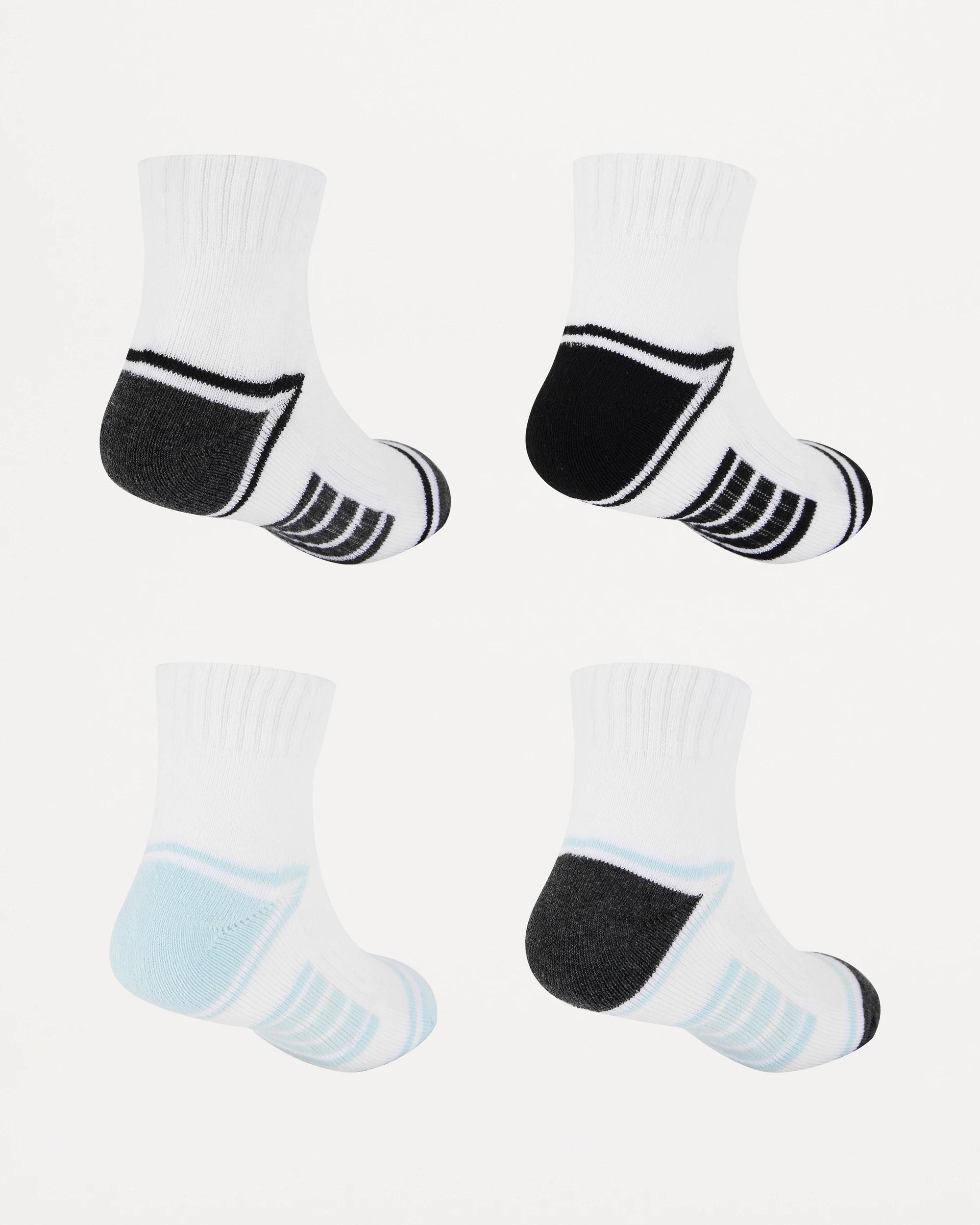 2 4 Pack Active Kids Quarter Crew Socks White/blue, 2 of 3