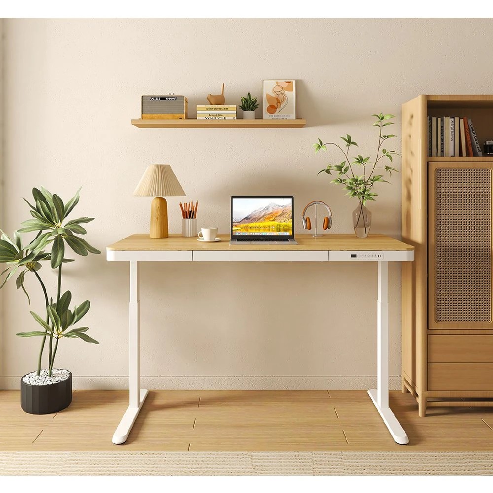 9 Newhaven Electric Sit Stand Desk with Drawer 1500mm White/Oak Desks, Tables and Workstations, 9 of 10