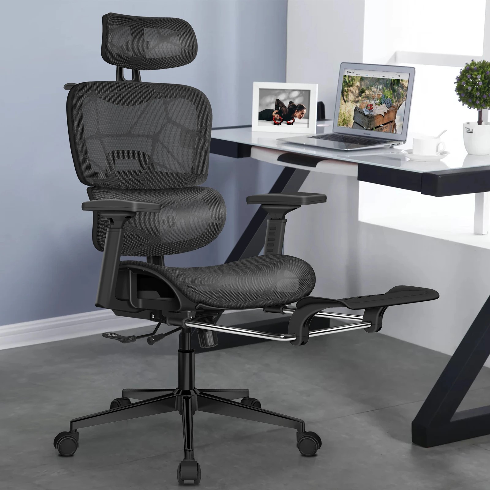 4 Alfordson Ergonomic Office Chair Mesh Executive Gaming Work Seat - Black, 4 of 10